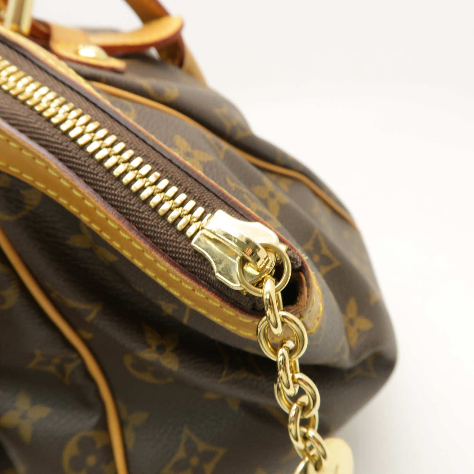 LOUIS VUITTON Monogram Tivoli GM金扣肩背袋棕色