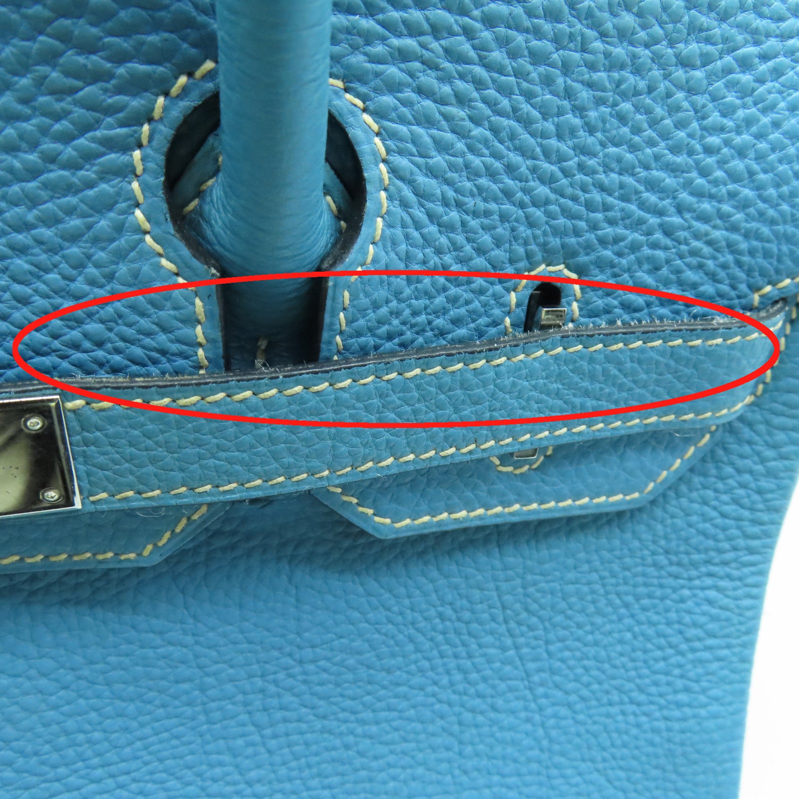 HERMES Togo皮革Birkin 30銀扣手挽袋牛仔藍