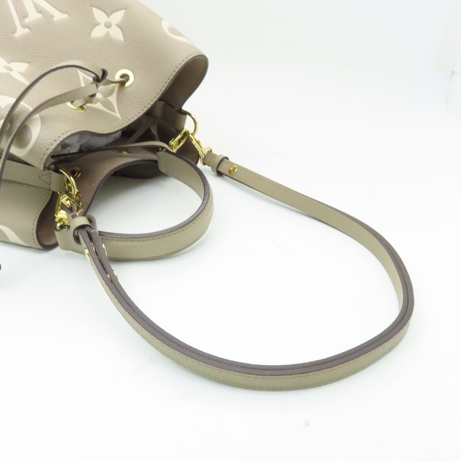 LOUIS VUITTON Monogram Empreinte NeoNoe金扣手挽肩背兩用袋米色