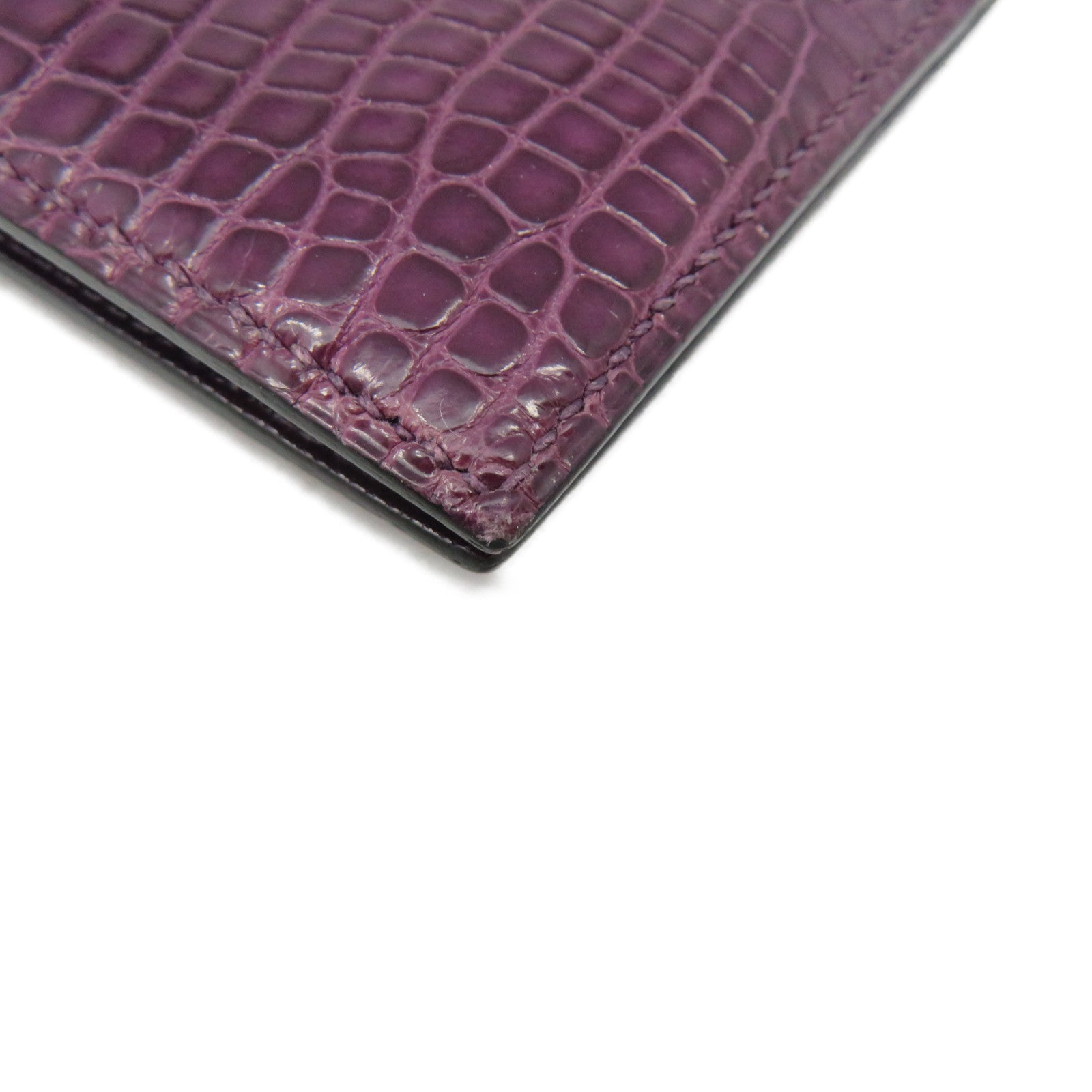 HERMES Croco Niloticus Leather MC2 Wallet Short Wallet 9G Purple