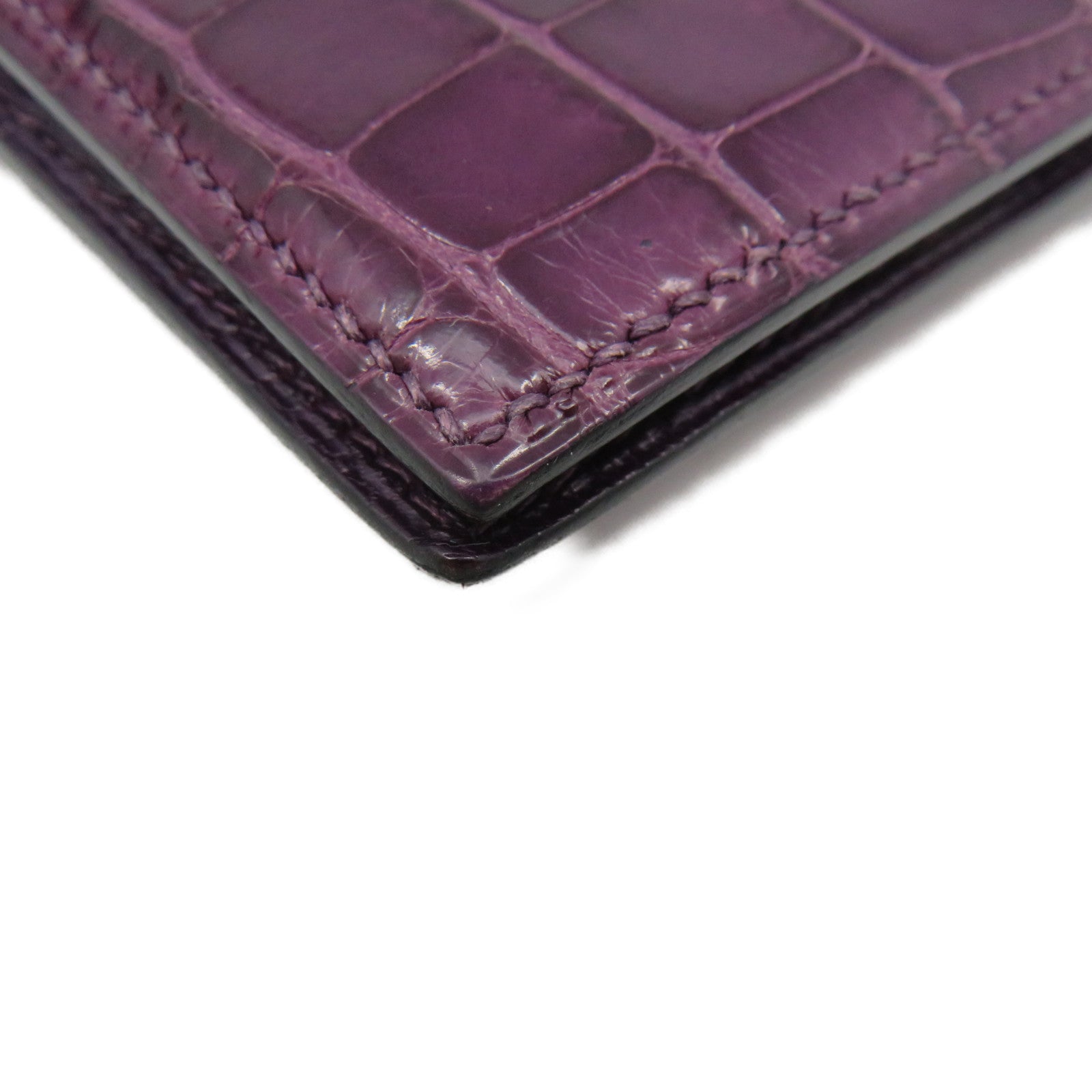 HERMES Croco Niloticus Leather MC2 Wallet Short Wallet 9G Purple
