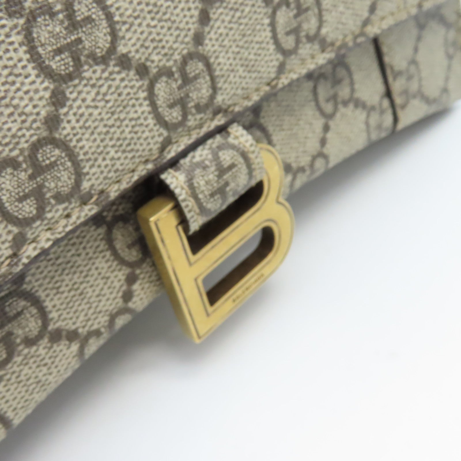 GUCCI 塗層帆布Gucci x Balenciaga The Hacker Project Hourglass Small 2Way Shoulder Bag金扣手挽肩背兩用袋啡色