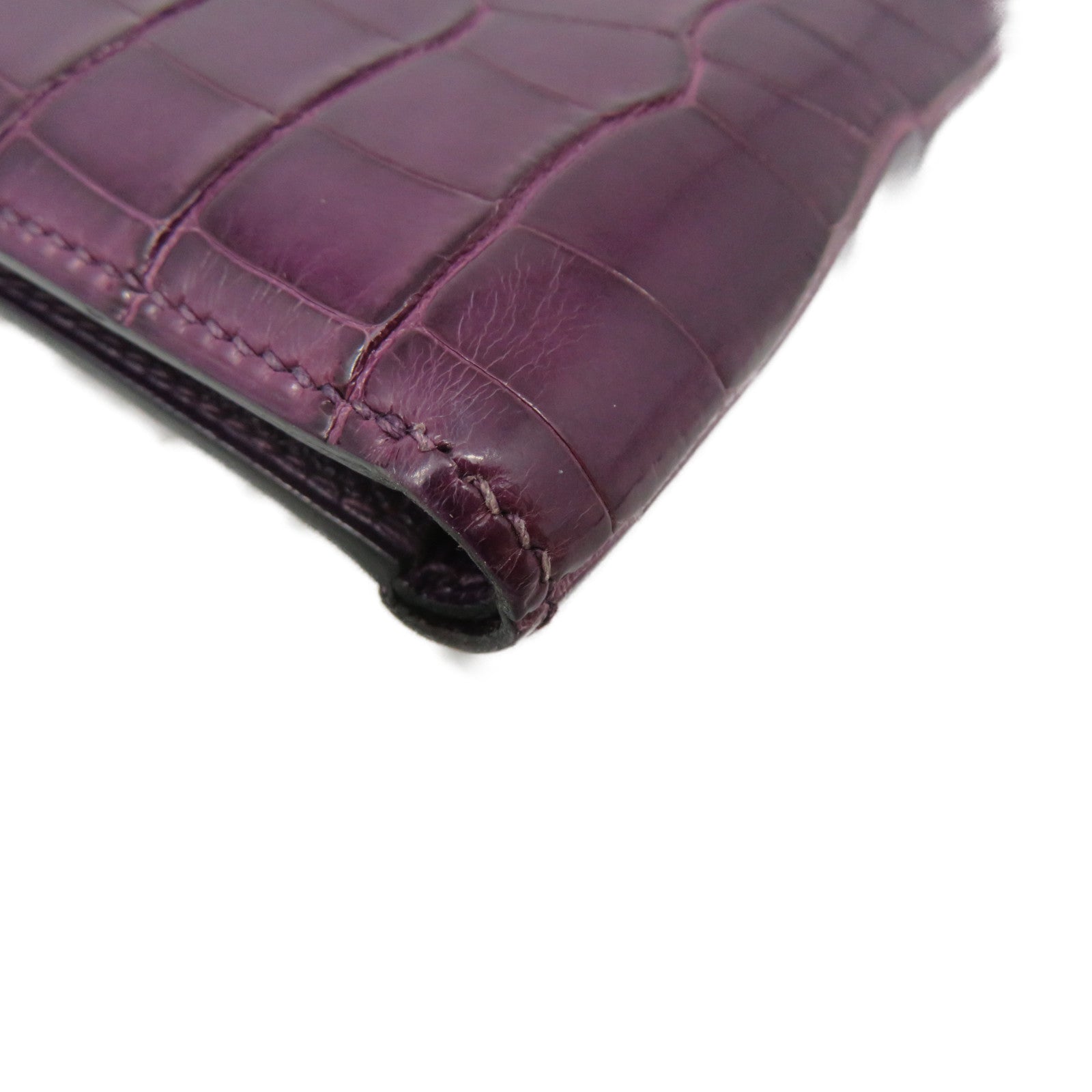 HERMES Croco Niloticus Leather MC2 Wallet Short Wallet 9G Purple