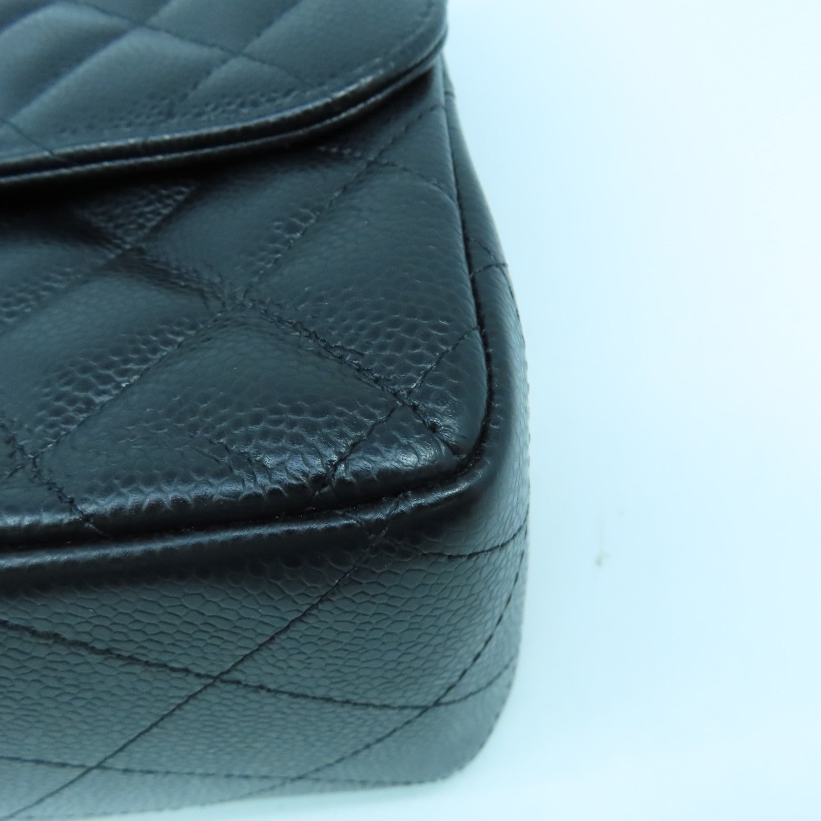 CHANEL 菱格牛皮皮革Chain Shoulder Bag金扣鏈帶肩背袋黑色