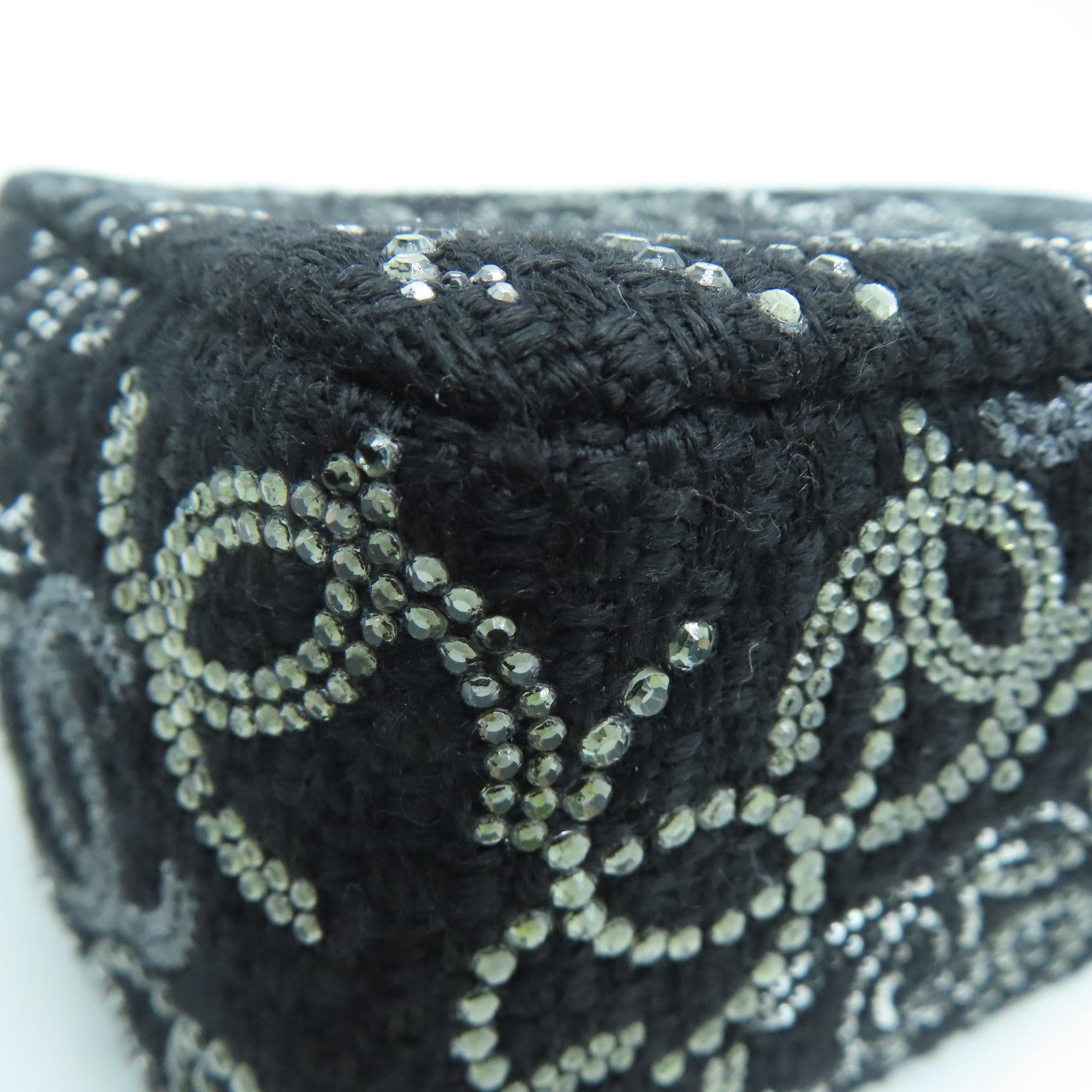 CHANEL Tweed Chain Shoulder银扣肩背袋黑色