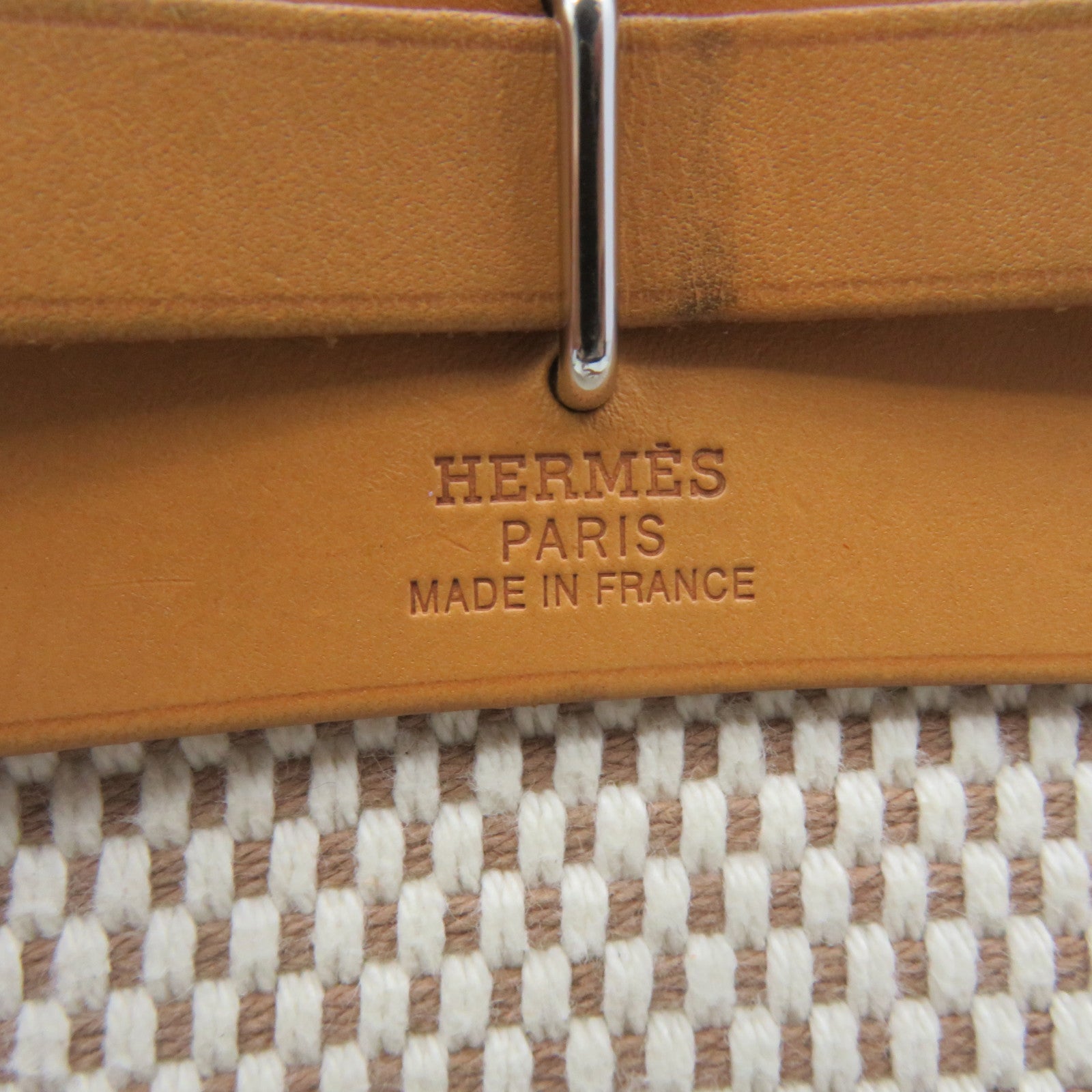 HERMES 【激減優惠】帆布Herbag TPM Shoulder Bag銀扣肩背袋杏色