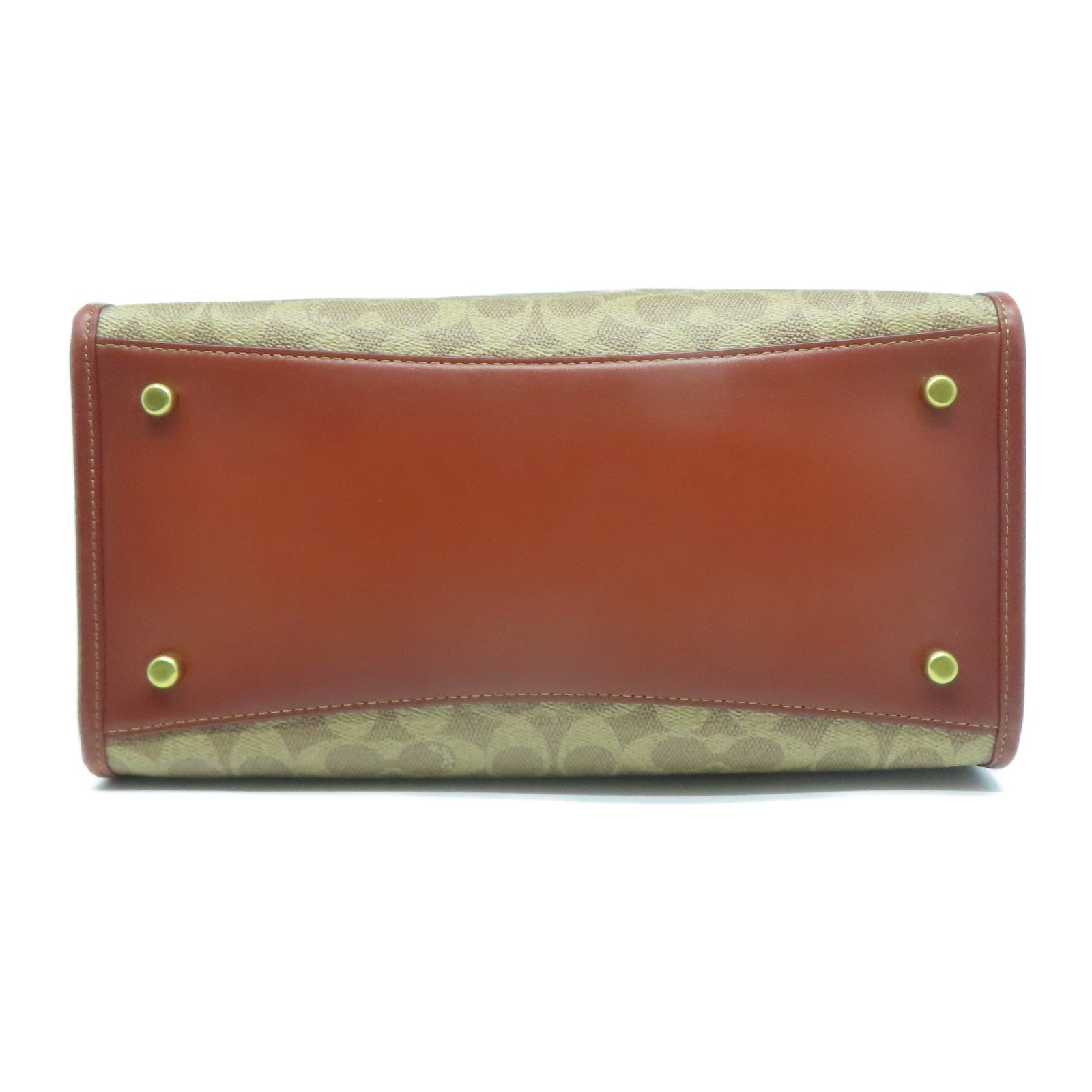 COACH 塗層帆布2 Way Shoulder金扣手挽肩背兩用袋啡色/藍色