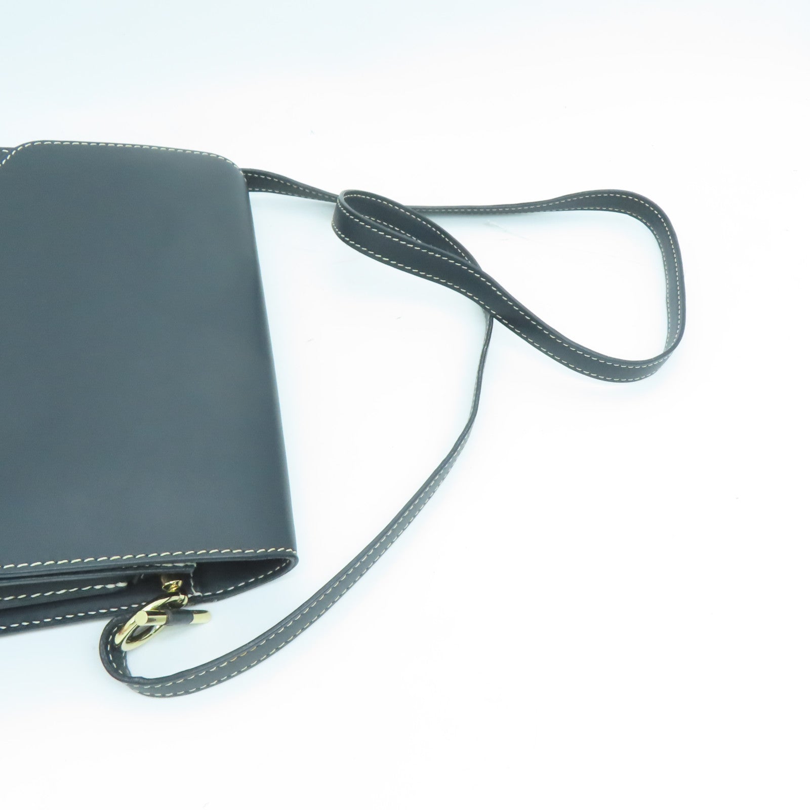 HERMES Sombrero皮革Roulis 23金扣肩背袋黑色
