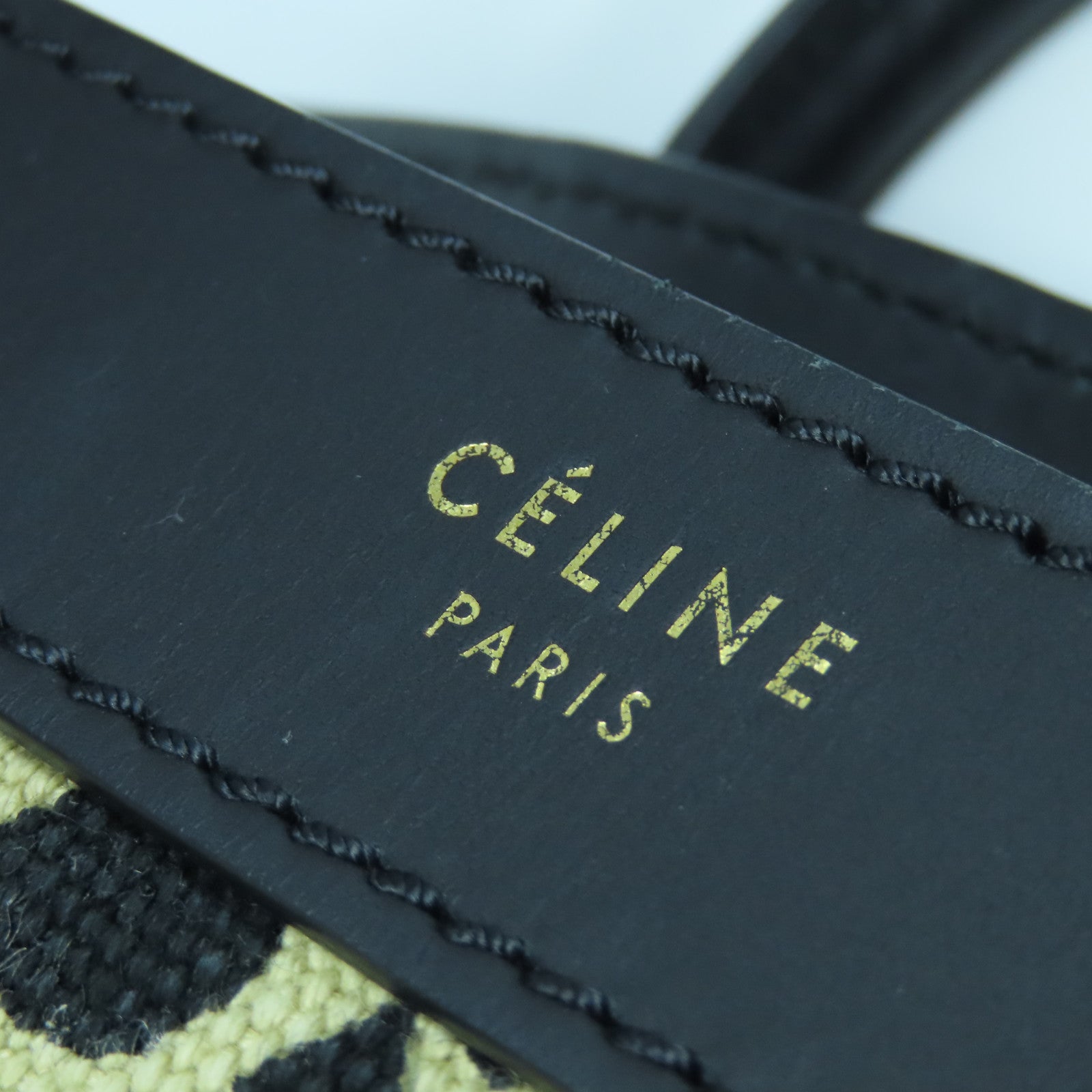 CELINE 牛皮皮革/帆布Mini Luggage金扣手挽肩背两用袋黑色