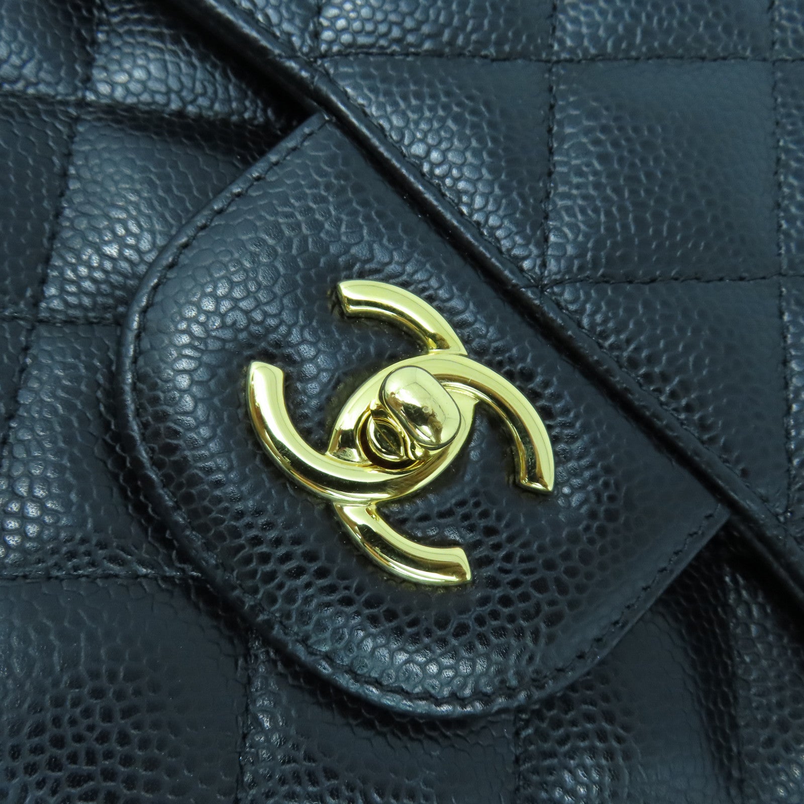 CHANEL 菱格牛皮皮革Chain Shoulder Bag金扣鏈帶肩背袋黑色