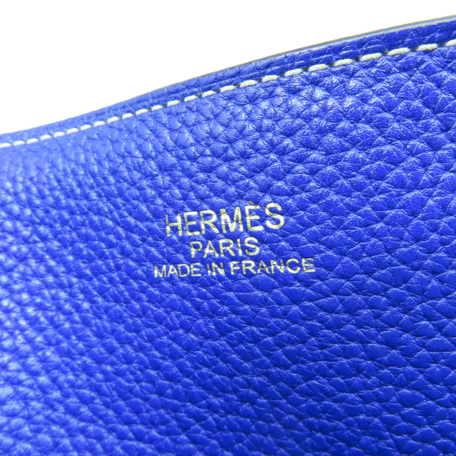HERMES Clemence皮革Double Sens肩背袋Etain錫器灰色/Bleu Electrique電光藍色