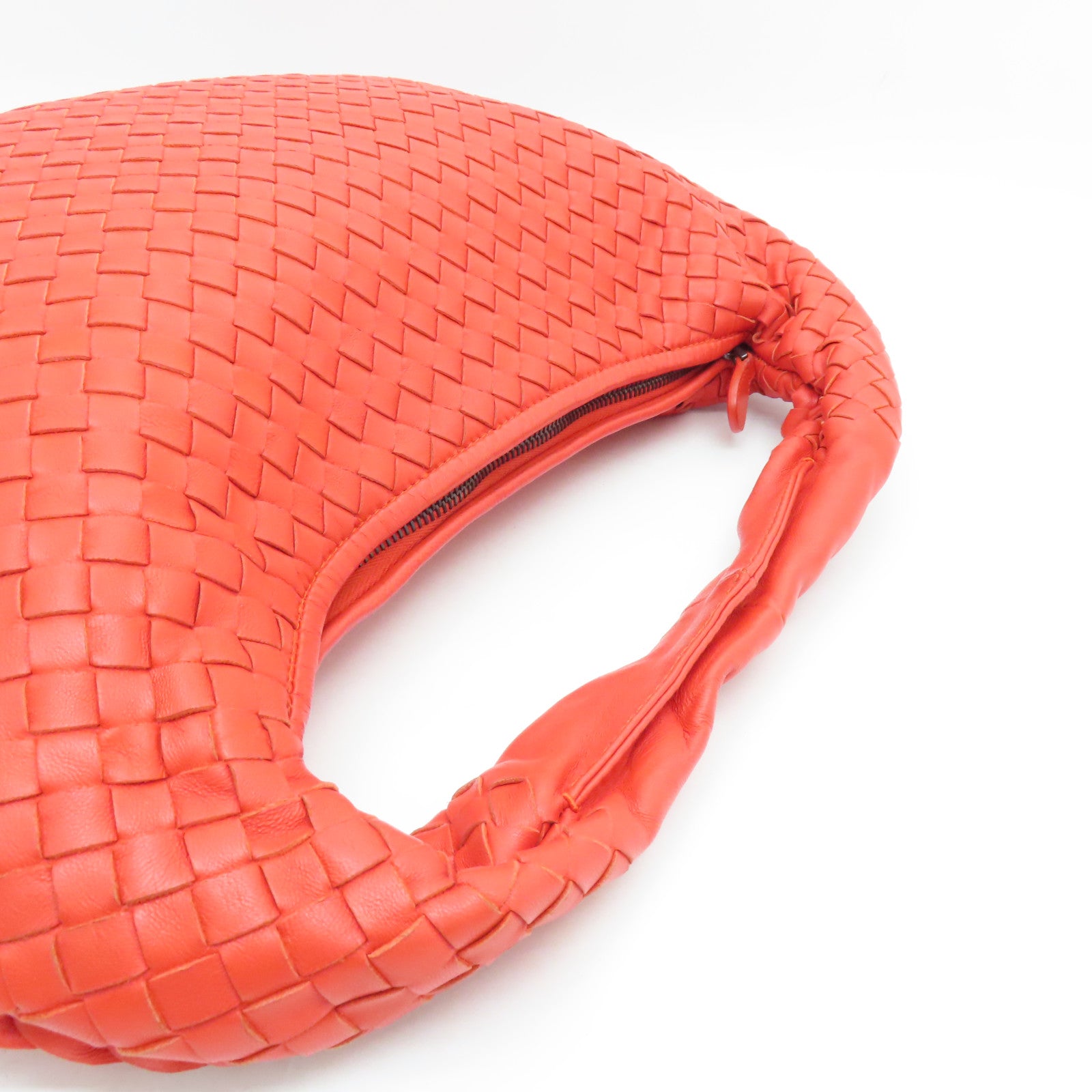 Bottega Veneta Textured Leather Shoulder Bag Red