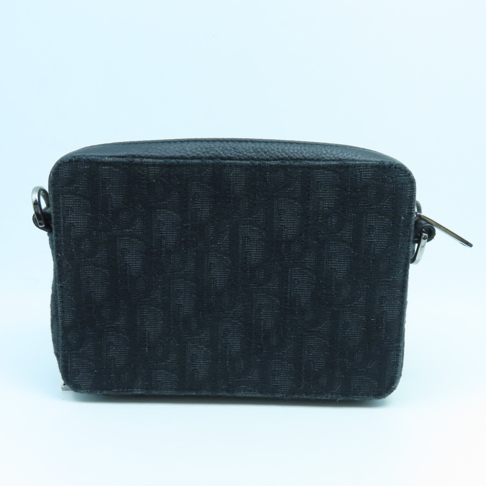 Dior Canvas Pouch With Strap Silver Button Shoulder Bag Black