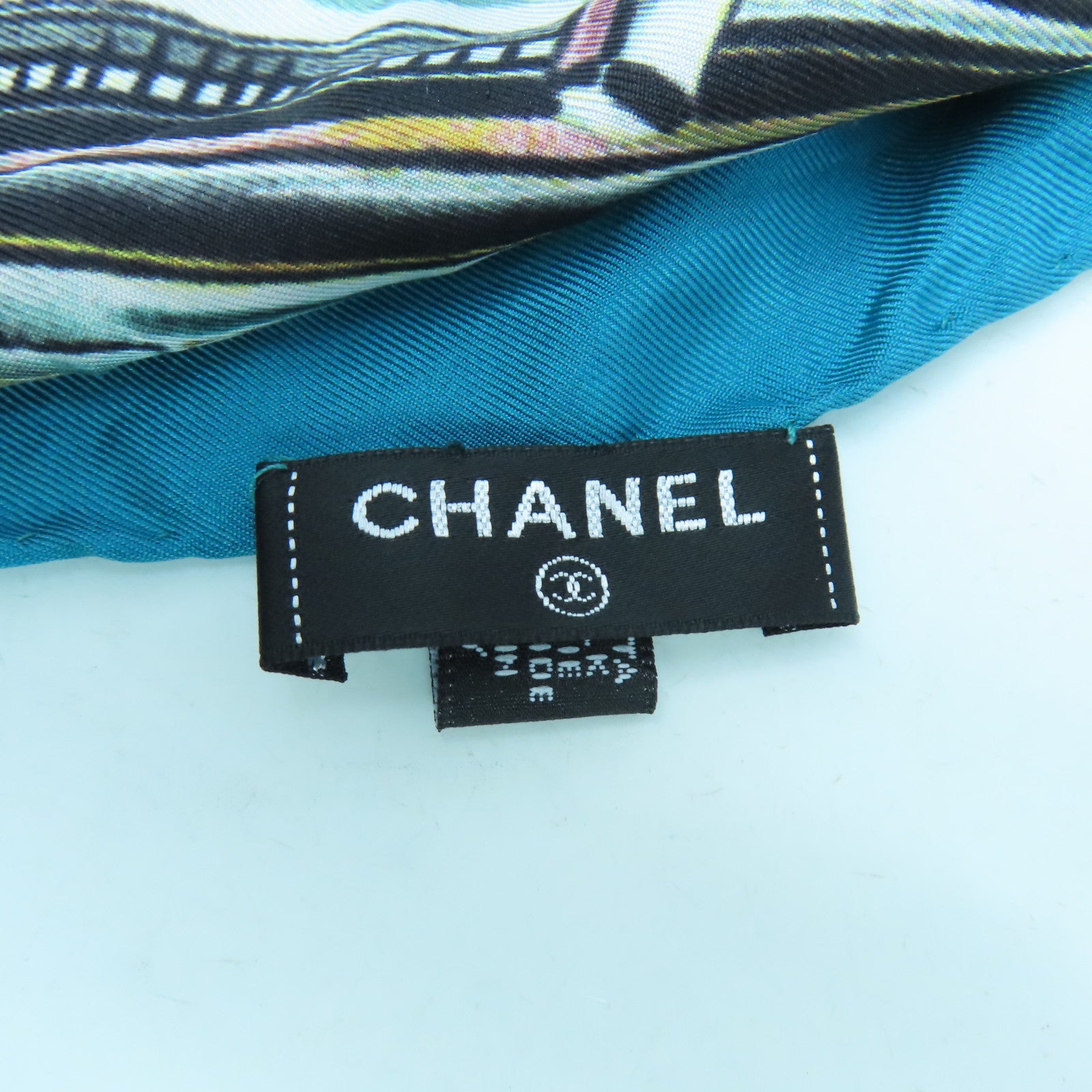 CHANEL 絲質Scarf Silk圍巾綠色/粉紅色/白色