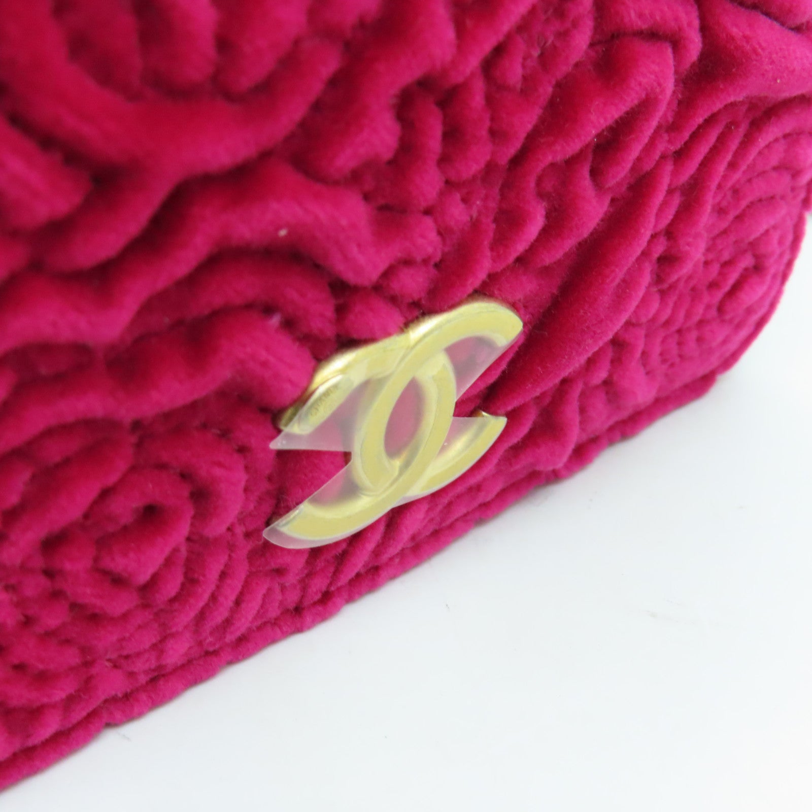 CHANEL 天鵝絨Chain Shoulder Bag金扣鏈帶肩背袋粉紅色