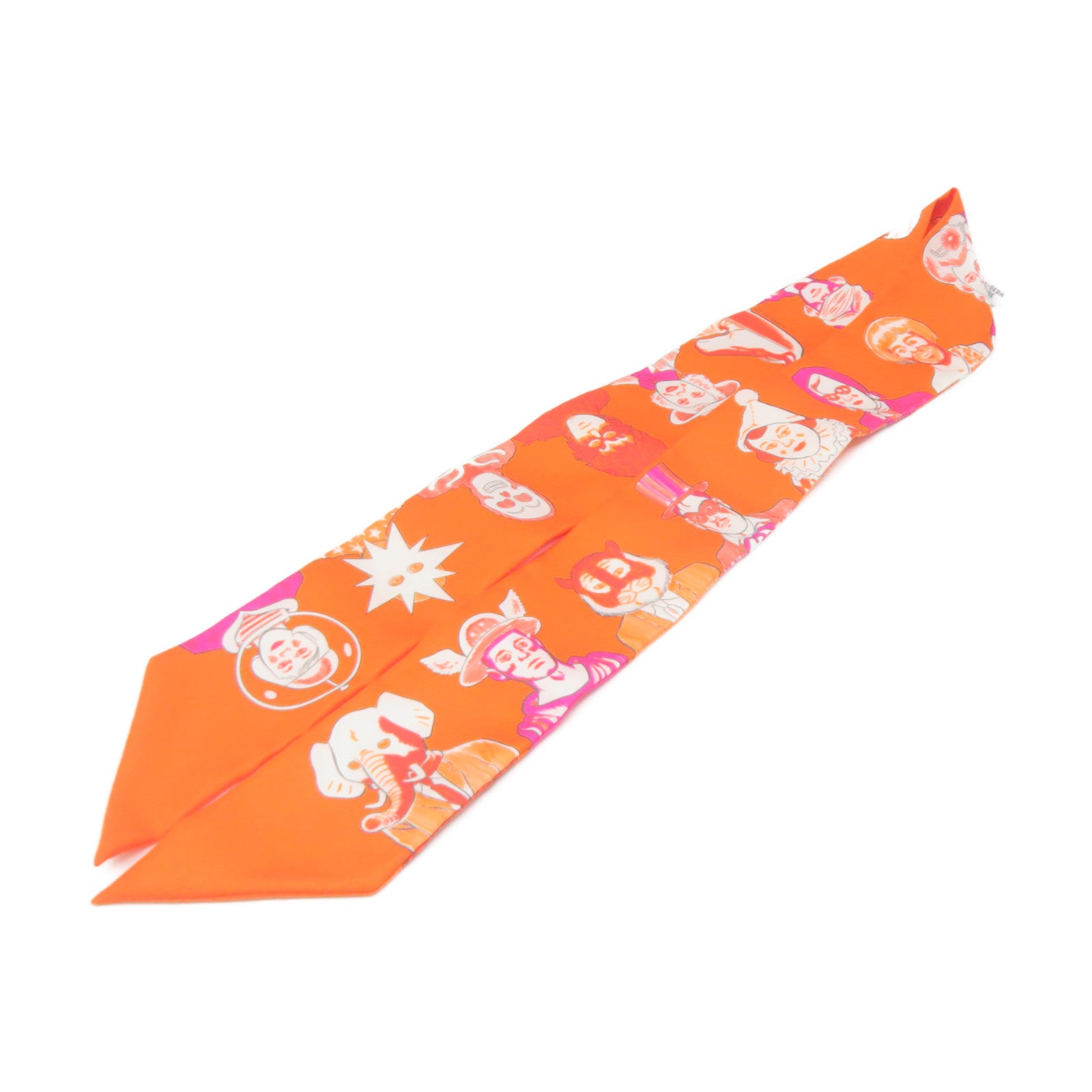 HERMES 【激减优惠】丝质Twilly Scarf丝巾橙色/彩色