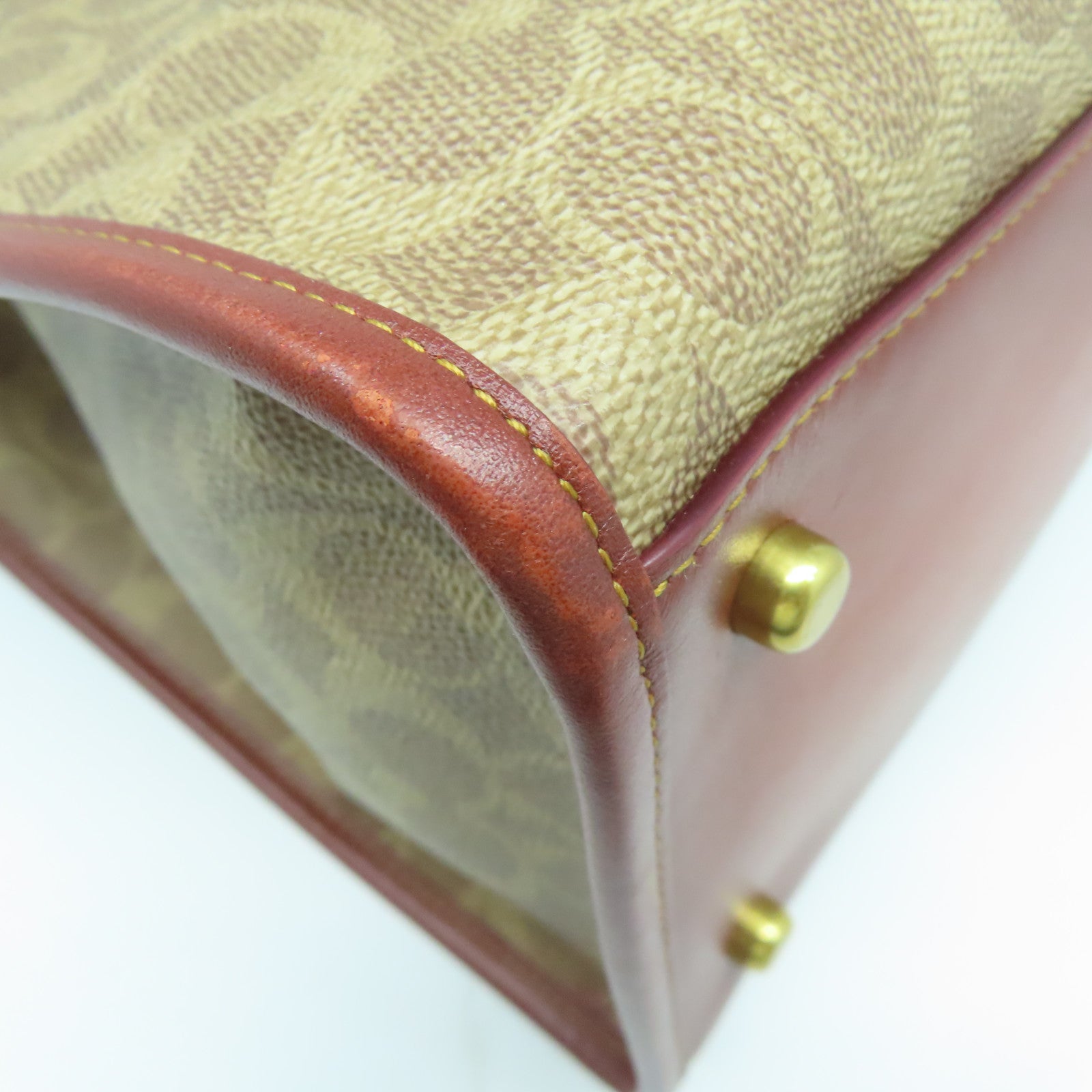 COACH 塗層帆布2 Way Shoulder金扣手挽肩背兩用袋啡色/藍色