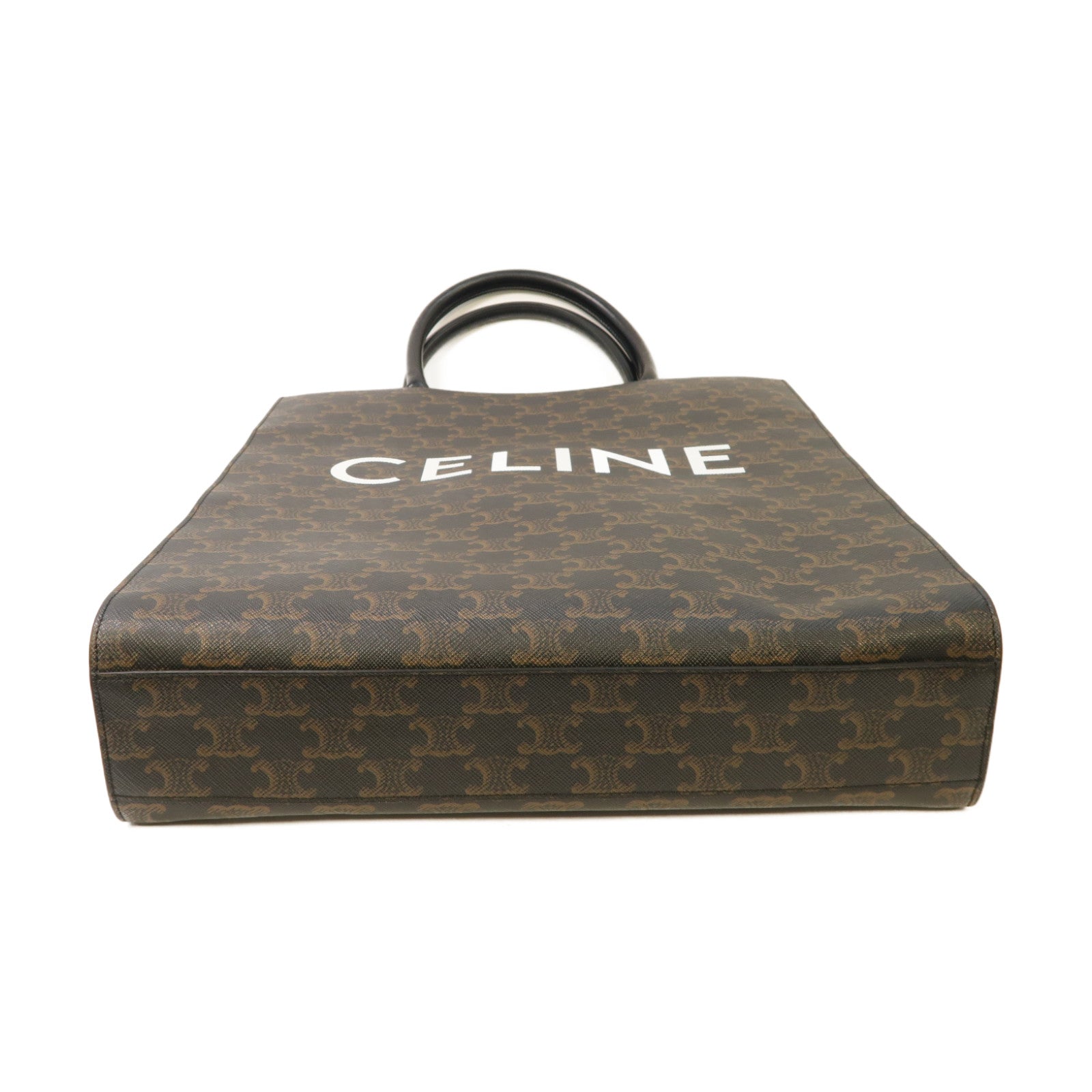 CELINE 塗層帆布Medium Vertical Cabas金扣手挽肩背兩用袋棕色