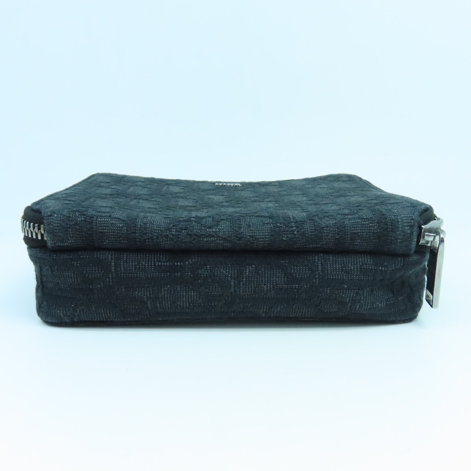 Dior Canvas Pouch With Strap Silver Button Shoulder Bag Black