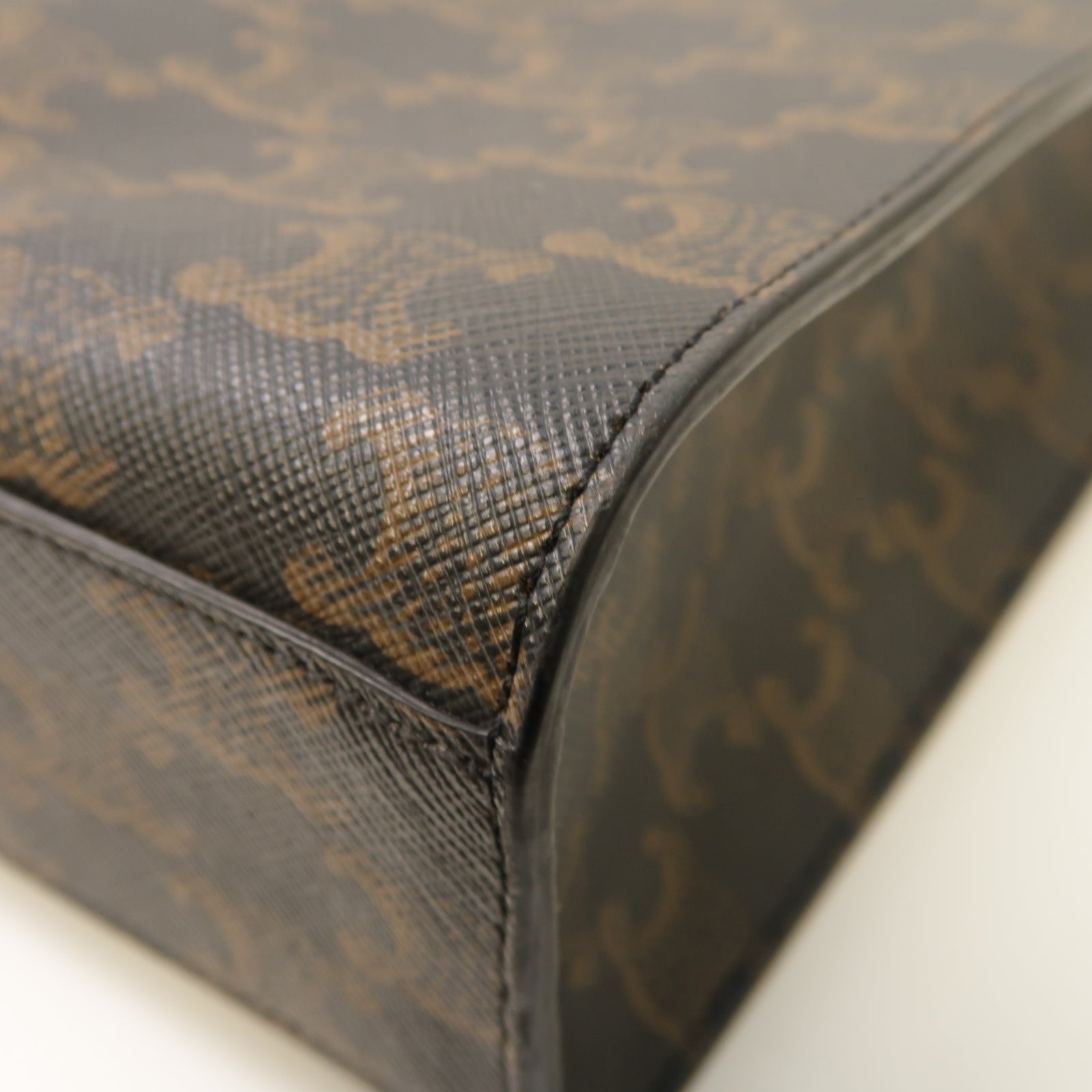 CELINE 塗層帆布Medium Vertical Cabas金扣手挽肩背兩用袋棕色