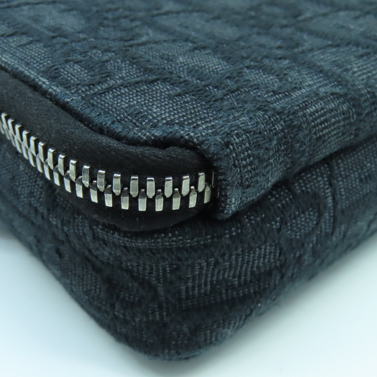 Dior Canvas Pouch With Strap Silver Button Shoulder Bag Black