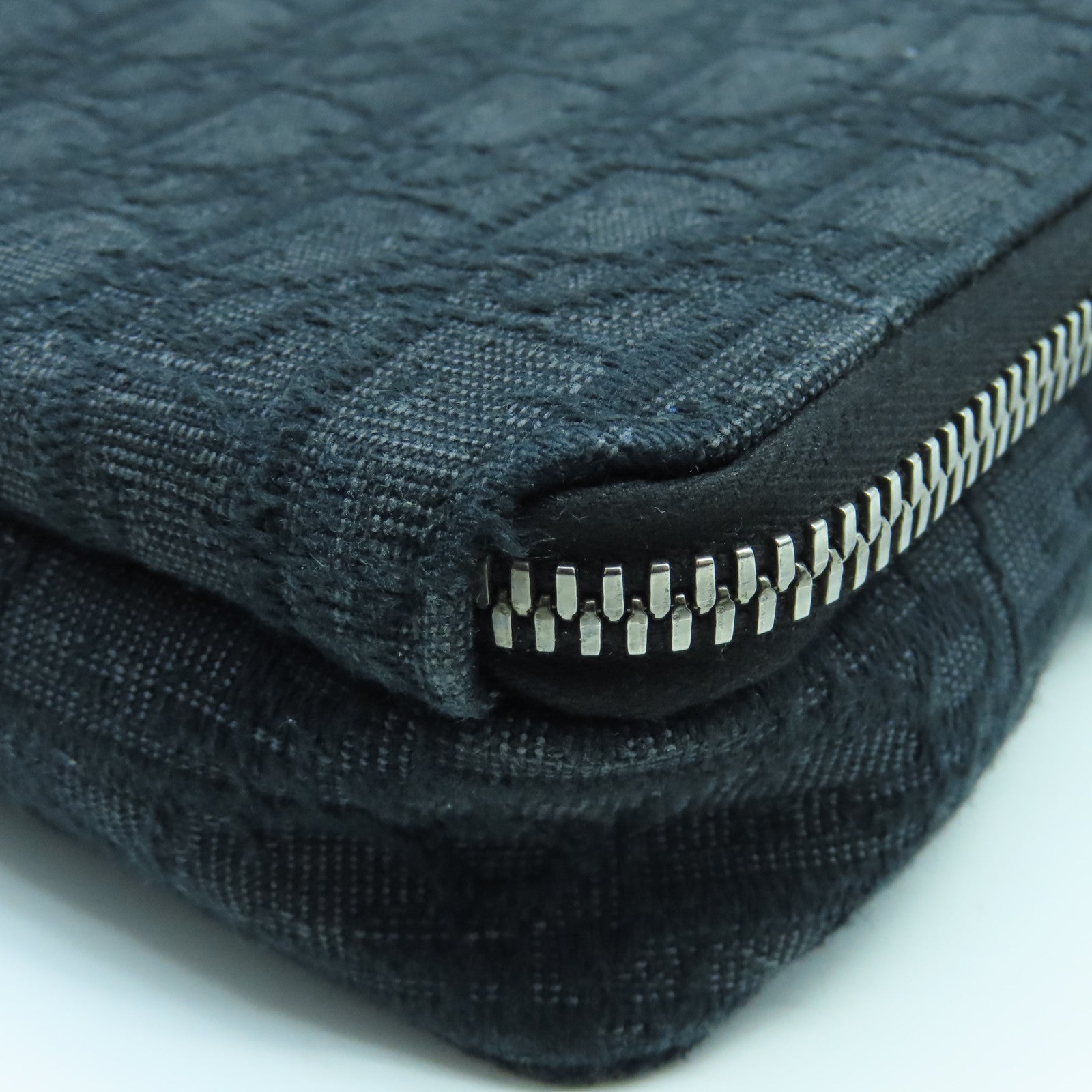 Dior Canvas Pouch With Strap Silver Button Shoulder Bag Black