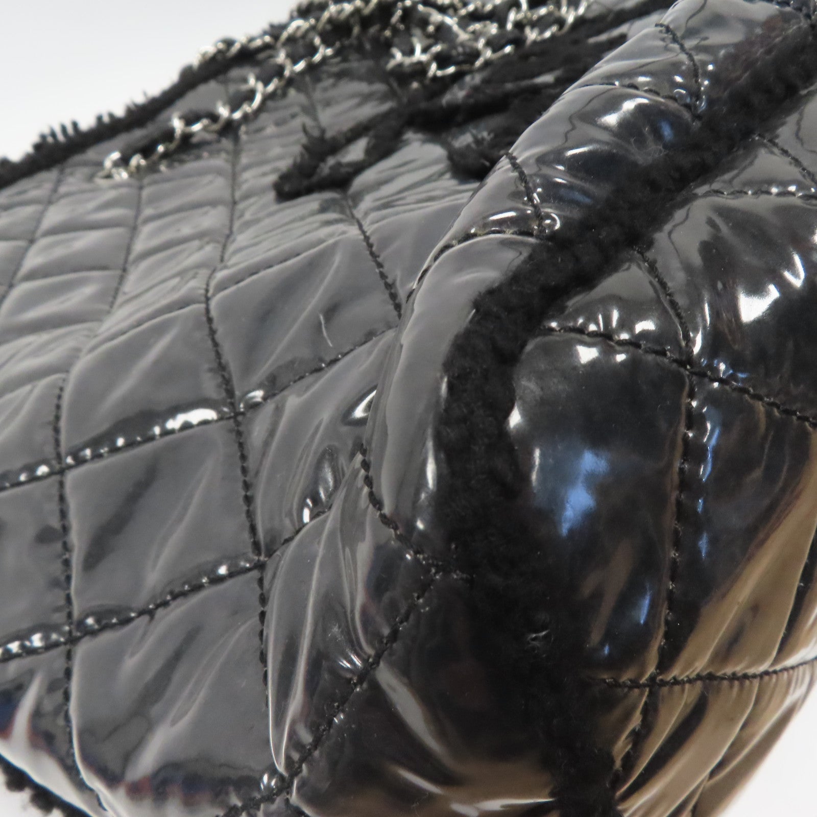 CHANEL 菱格PVC Tote Bag銀扣手挽袋黑色