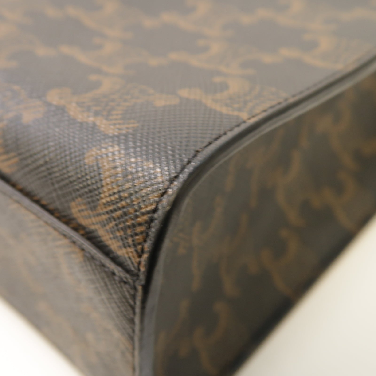 CELINE 塗層帆布Medium Vertical Cabas金扣手挽肩背兩用袋棕色