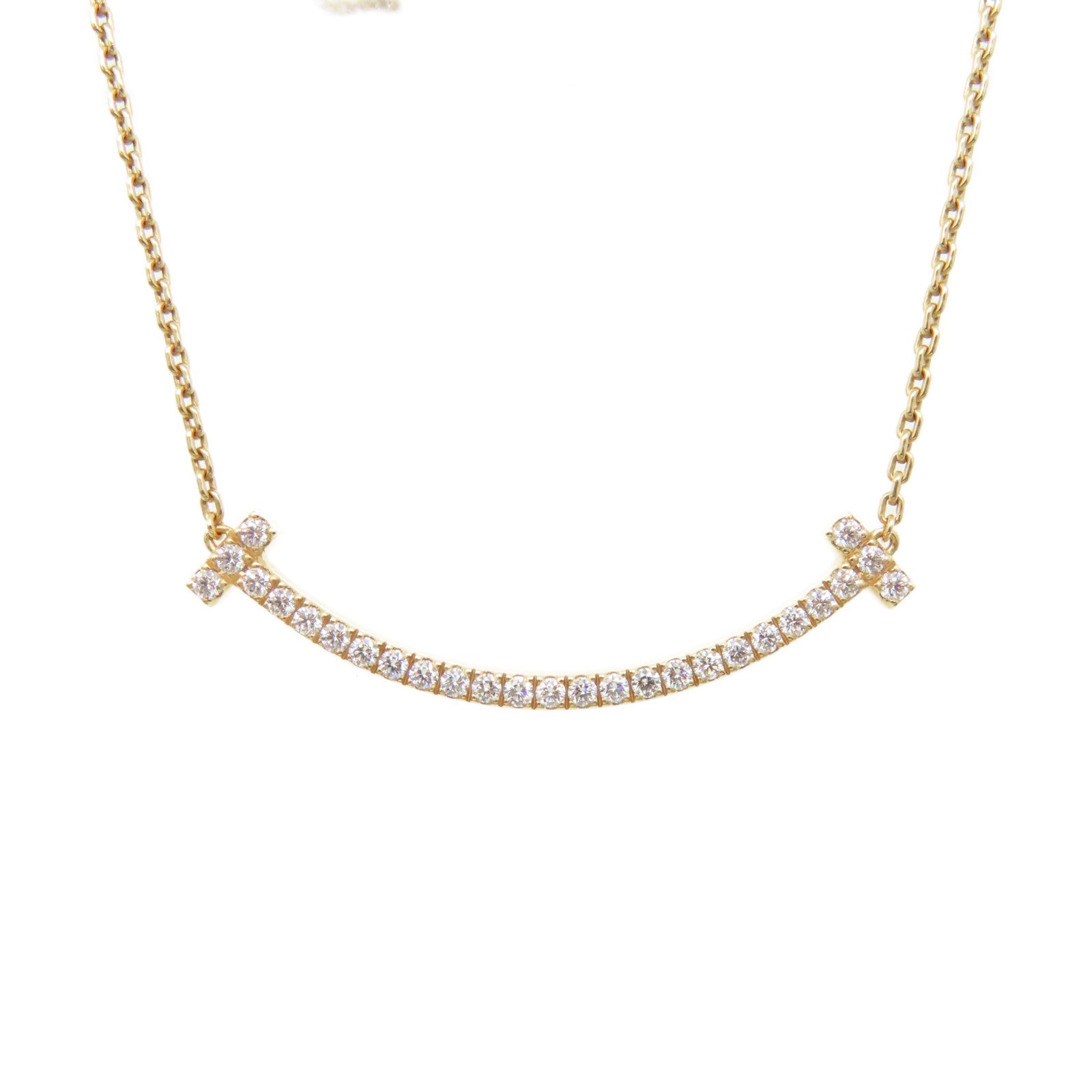 TIFFANY＆CO 18K玫瑰金/鑽石T Smile Necklace項鏈