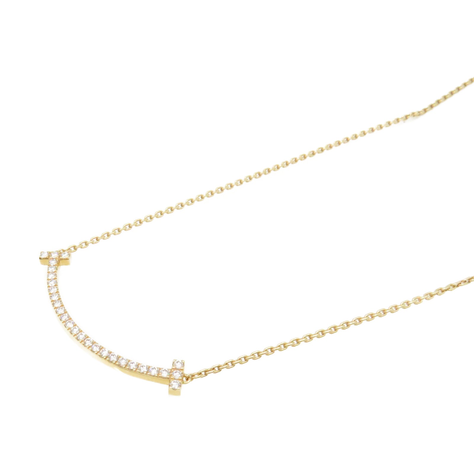 TIFFANY＆CO 18K玫瑰金/鑽石T Smile Necklace項鏈