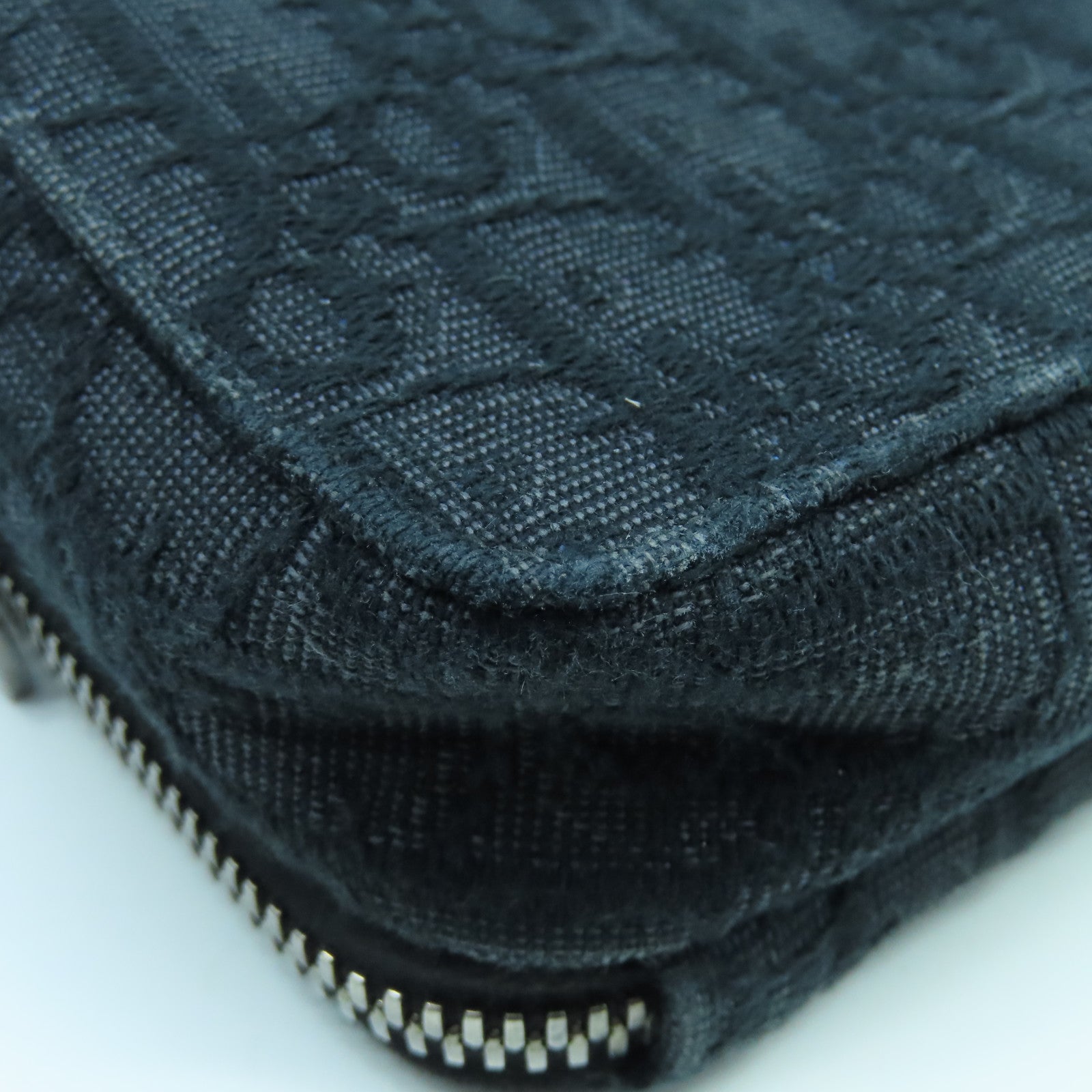 Dior Canvas Pouch With Strap Silver Button Shoulder Bag Black