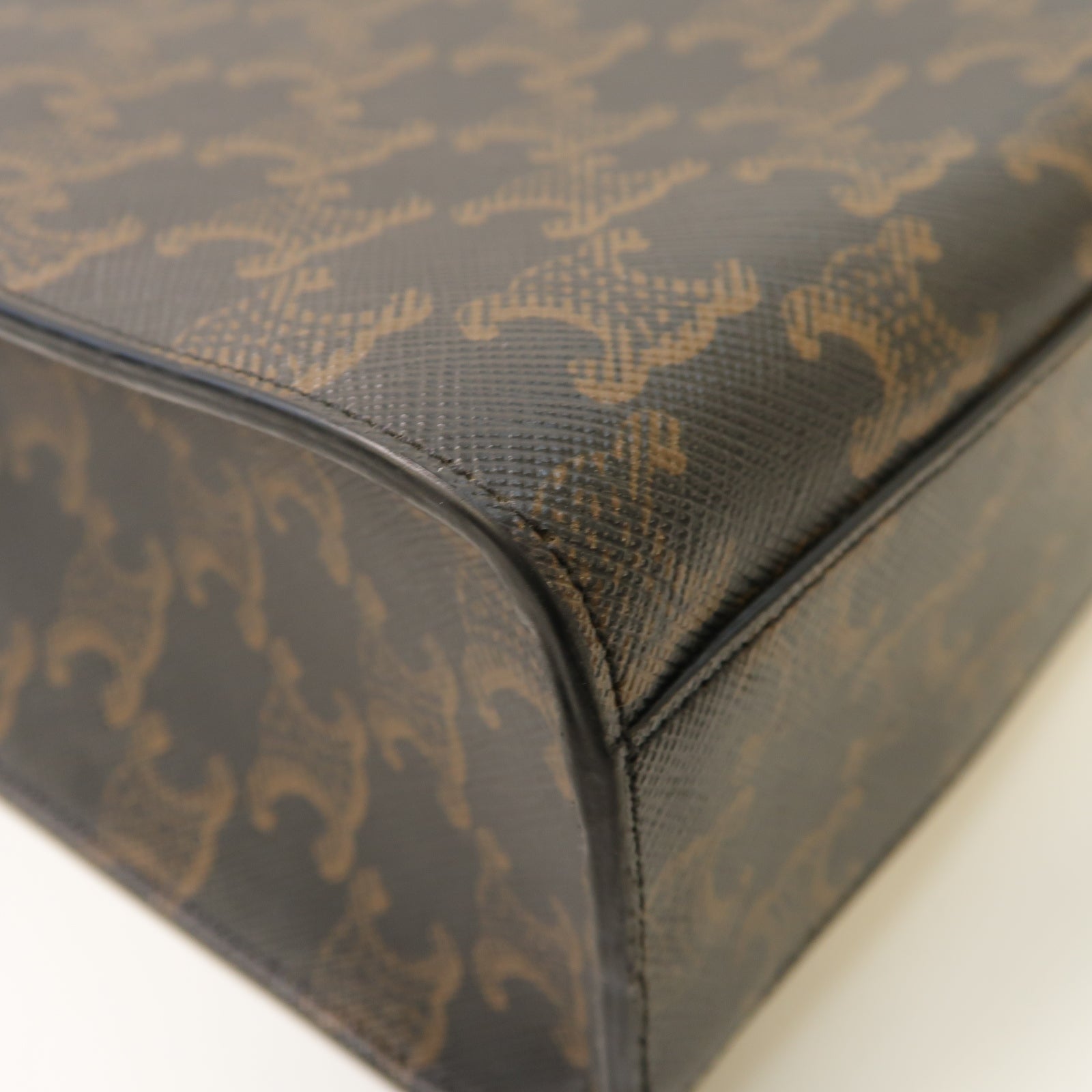 CELINE 塗層帆布Medium Vertical Cabas金扣手挽肩背兩用袋棕色