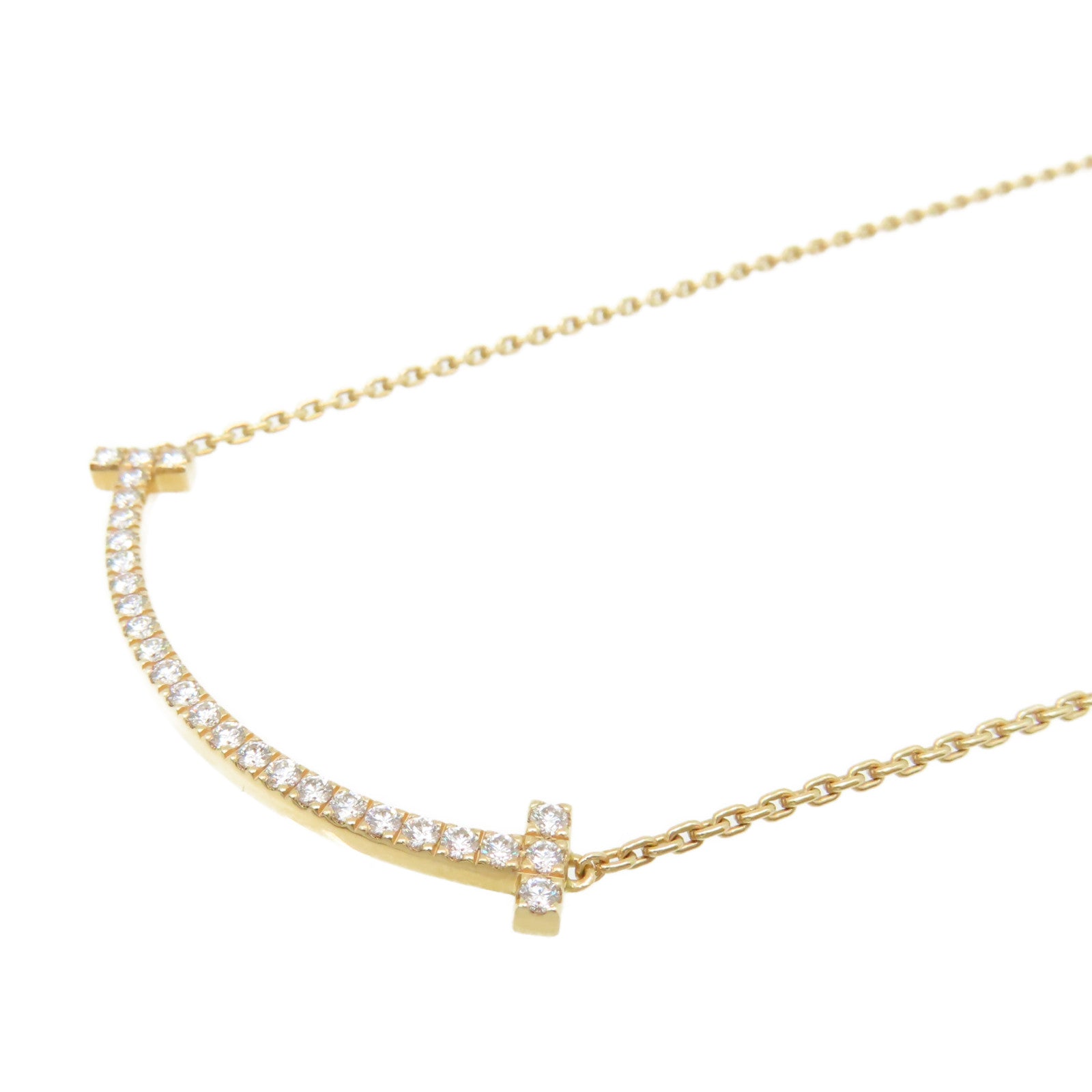 TIFFANY＆CO 18K玫瑰金/鑽石T Smile Necklace項鏈