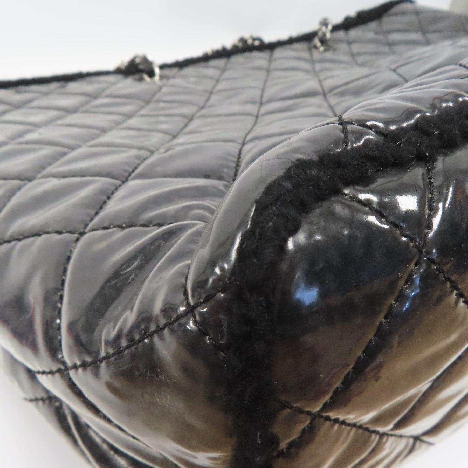 CHANEL 菱格PVC Tote Bag銀扣手挽袋黑色