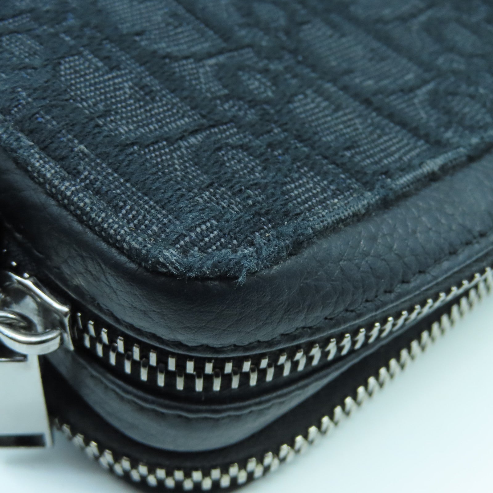 Dior Canvas Pouch With Strap Silver Button Shoulder Bag Black
