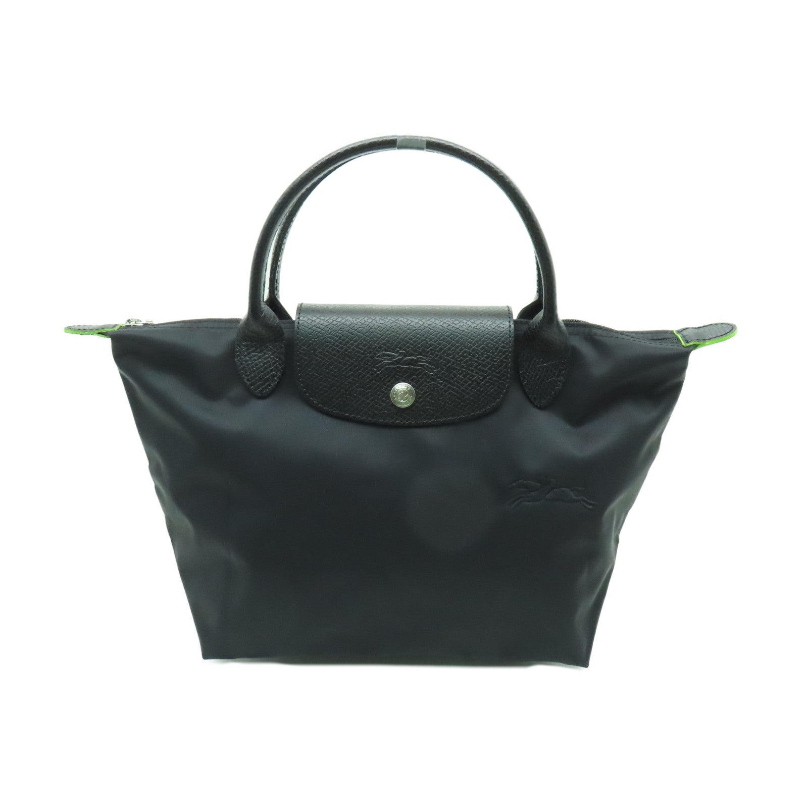 Longchamp 尼龍Handbag銀扣手挽袋黑色