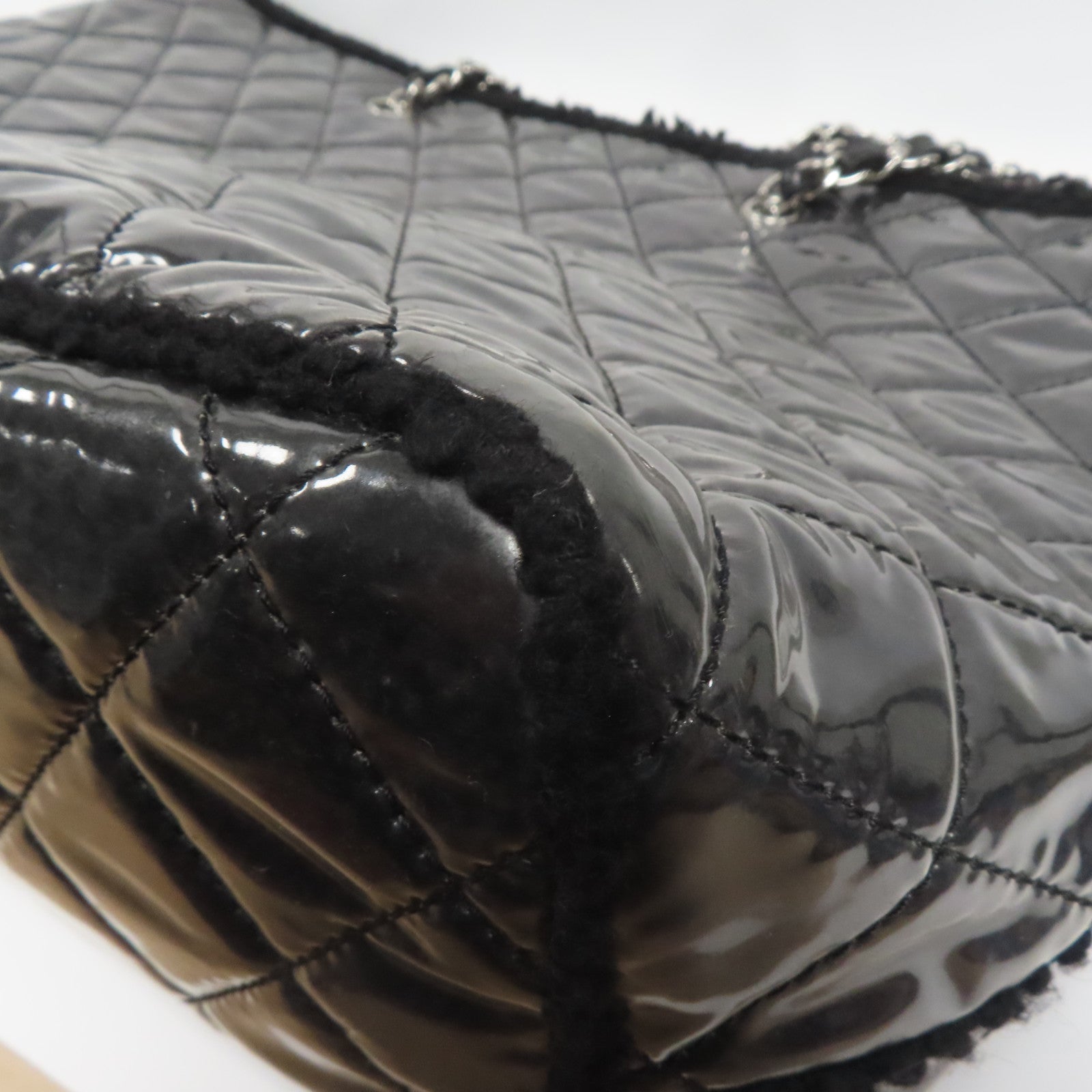 CHANEL 菱格PVC Tote Bag銀扣手挽袋黑色