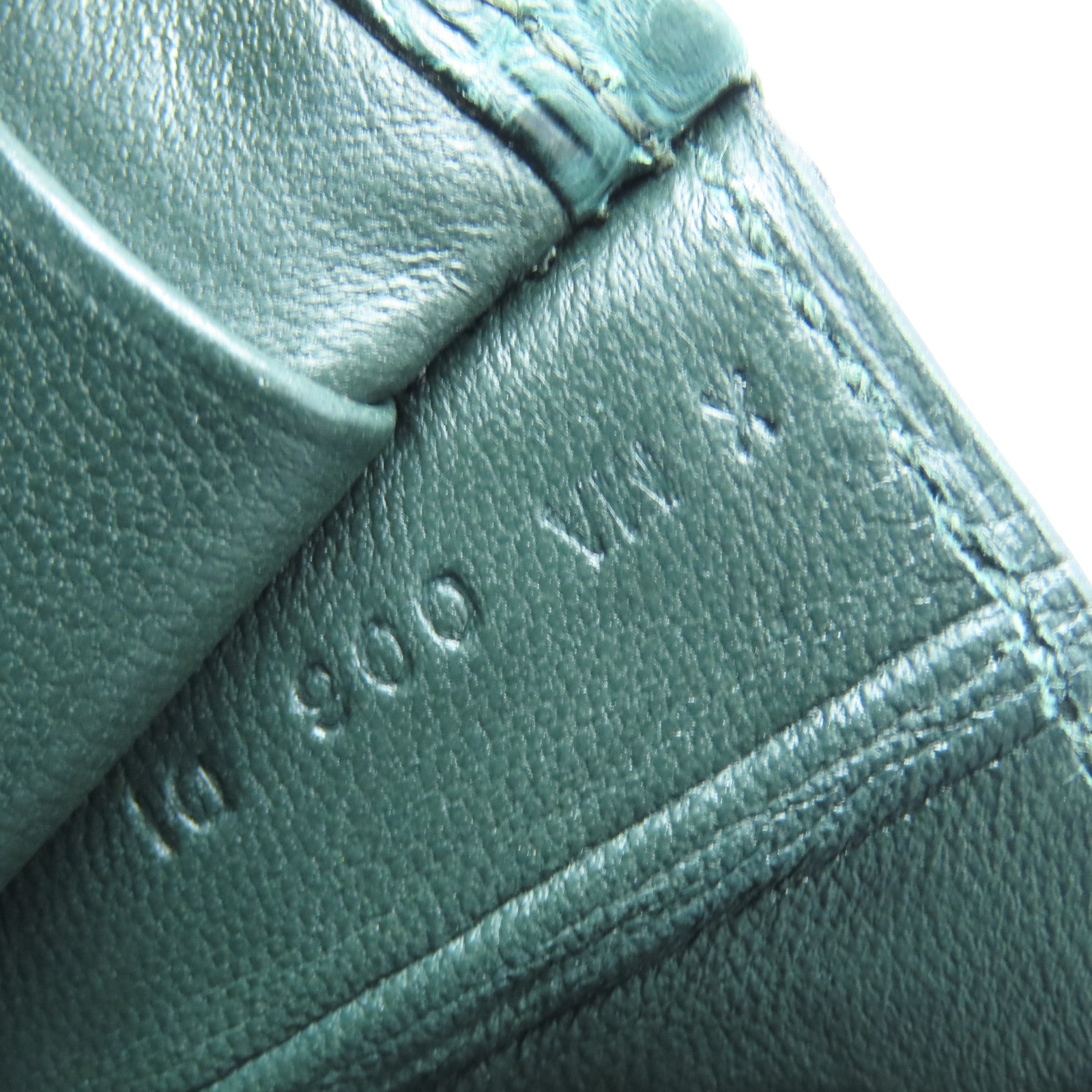 HERMES 鳄鱼皮革Jige Duo Wallet银扣长钱包绿色