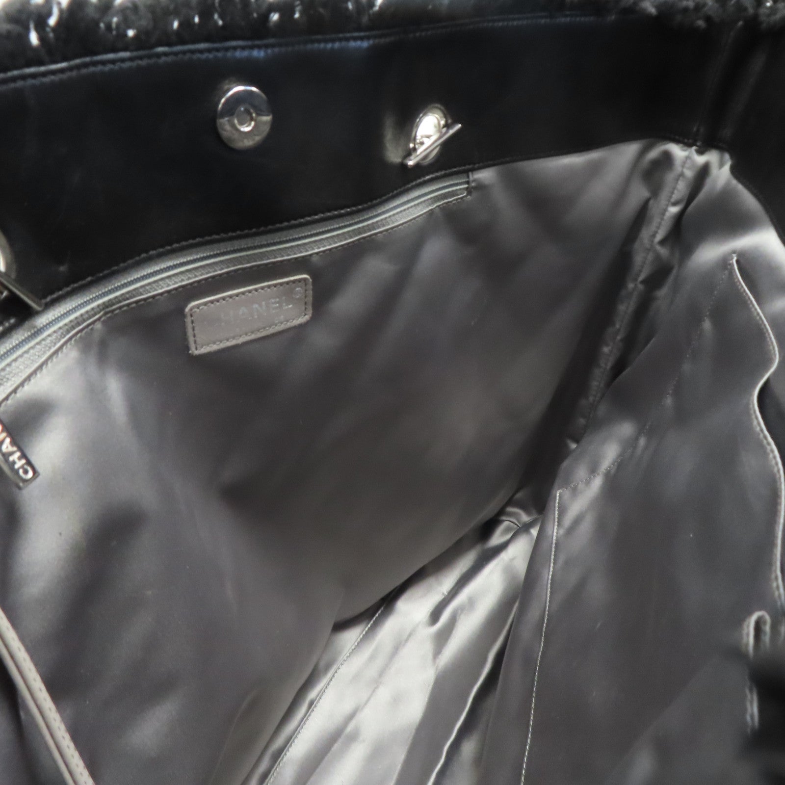 CHANEL 菱格PVC Tote Bag銀扣手挽袋黑色