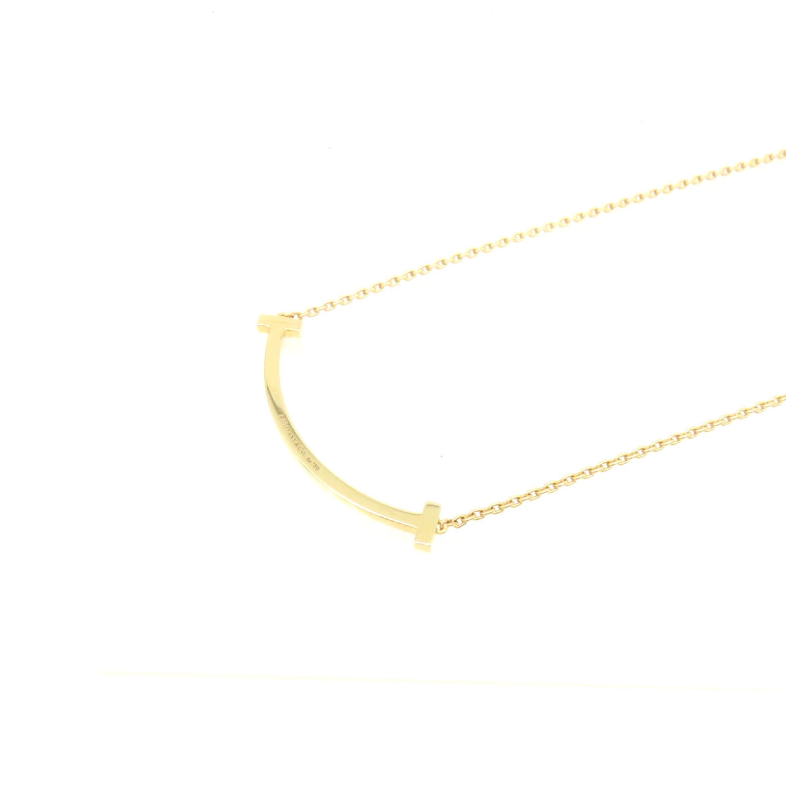 TIFFANY＆CO 18K玫瑰金/鑽石T Smile Necklace項鏈