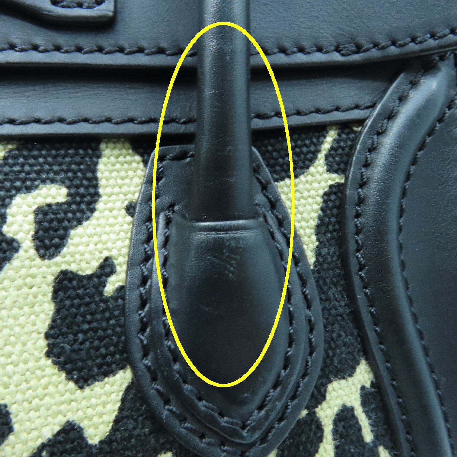 CELINE 牛皮皮革/帆布Mini Luggage金扣手挽肩背两用袋黑色