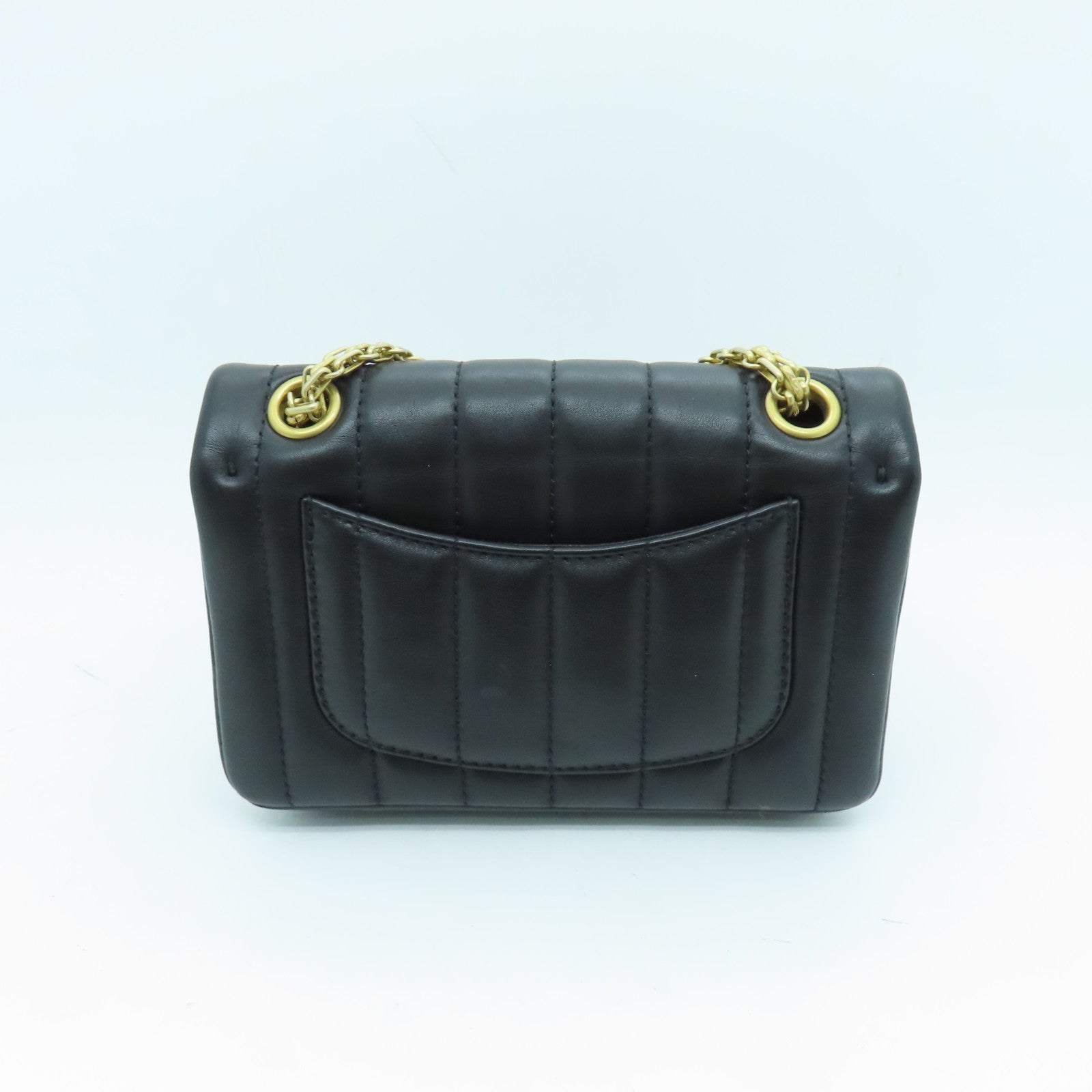 CHANEL 牛皮皮革Mini Chanel 2.55金扣鏈帶肩背袋黑色