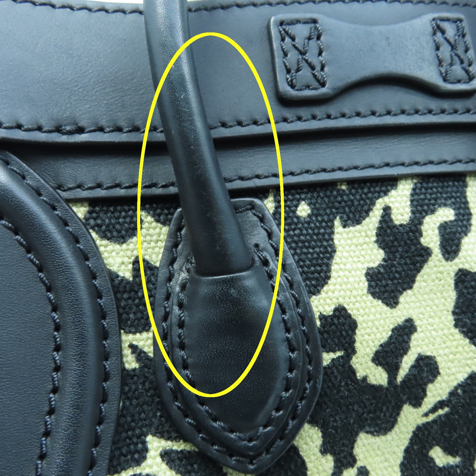 CELINE 牛皮皮革/帆布Mini Luggage金扣手挽肩背两用袋黑色