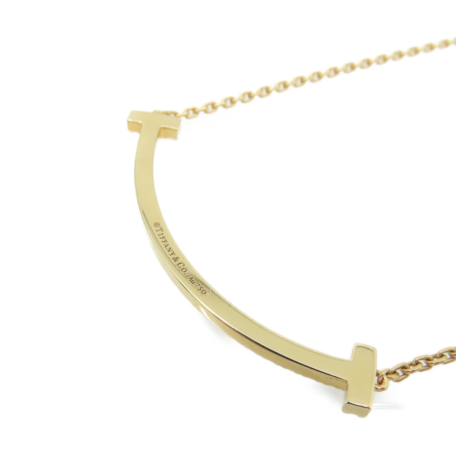 TIFFANY＆CO 18K玫瑰金/鑽石T Smile Necklace項鏈
