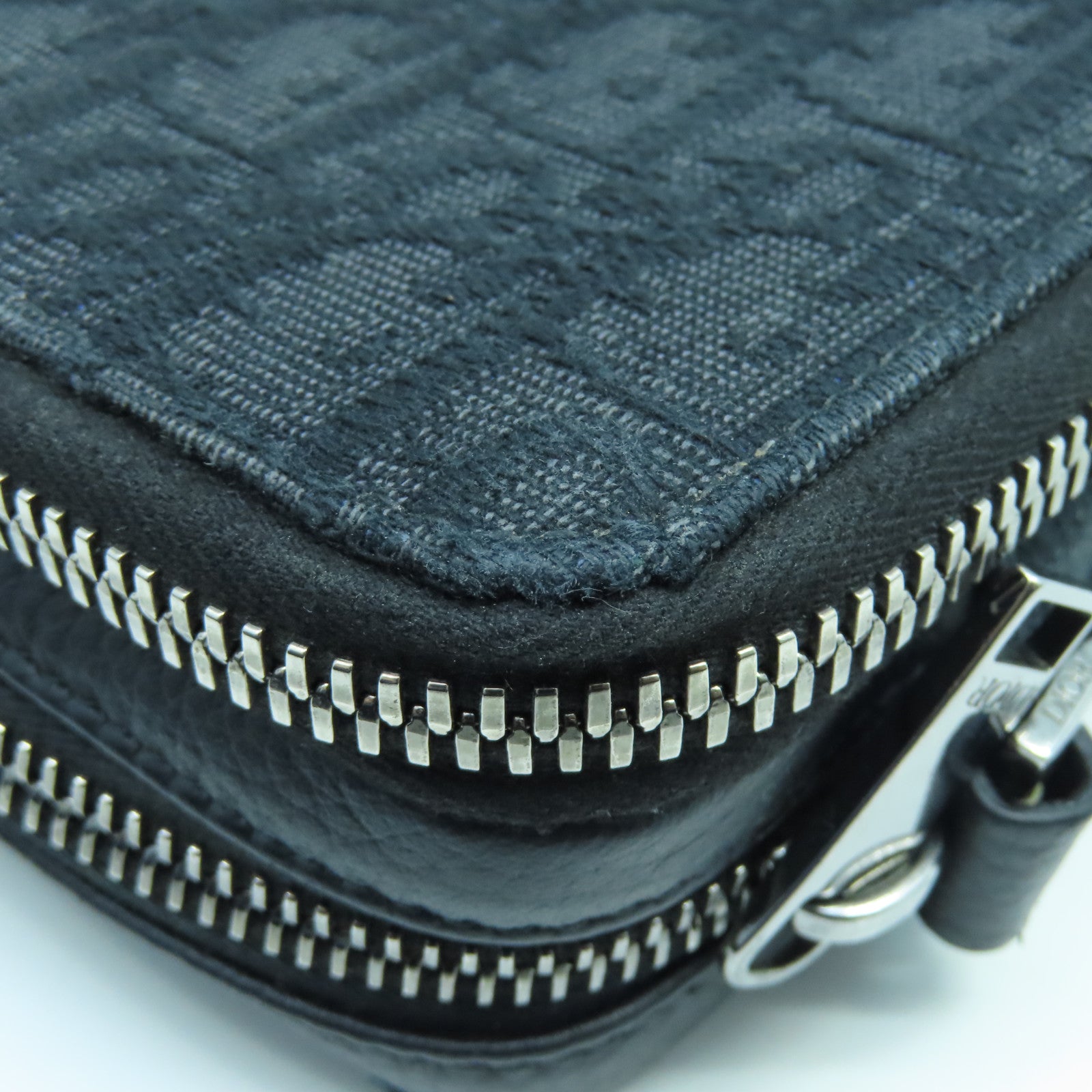 Dior Canvas Pouch With Strap Silver Button Shoulder Bag Black