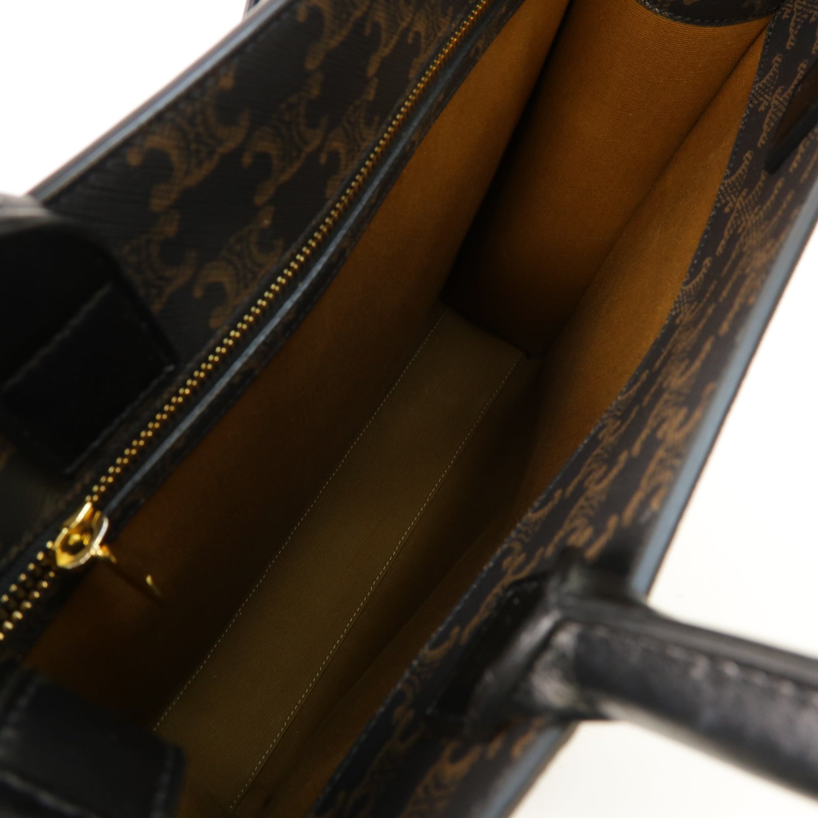 CELINE 塗層帆布Medium Vertical Cabas金扣手挽肩背兩用袋棕色