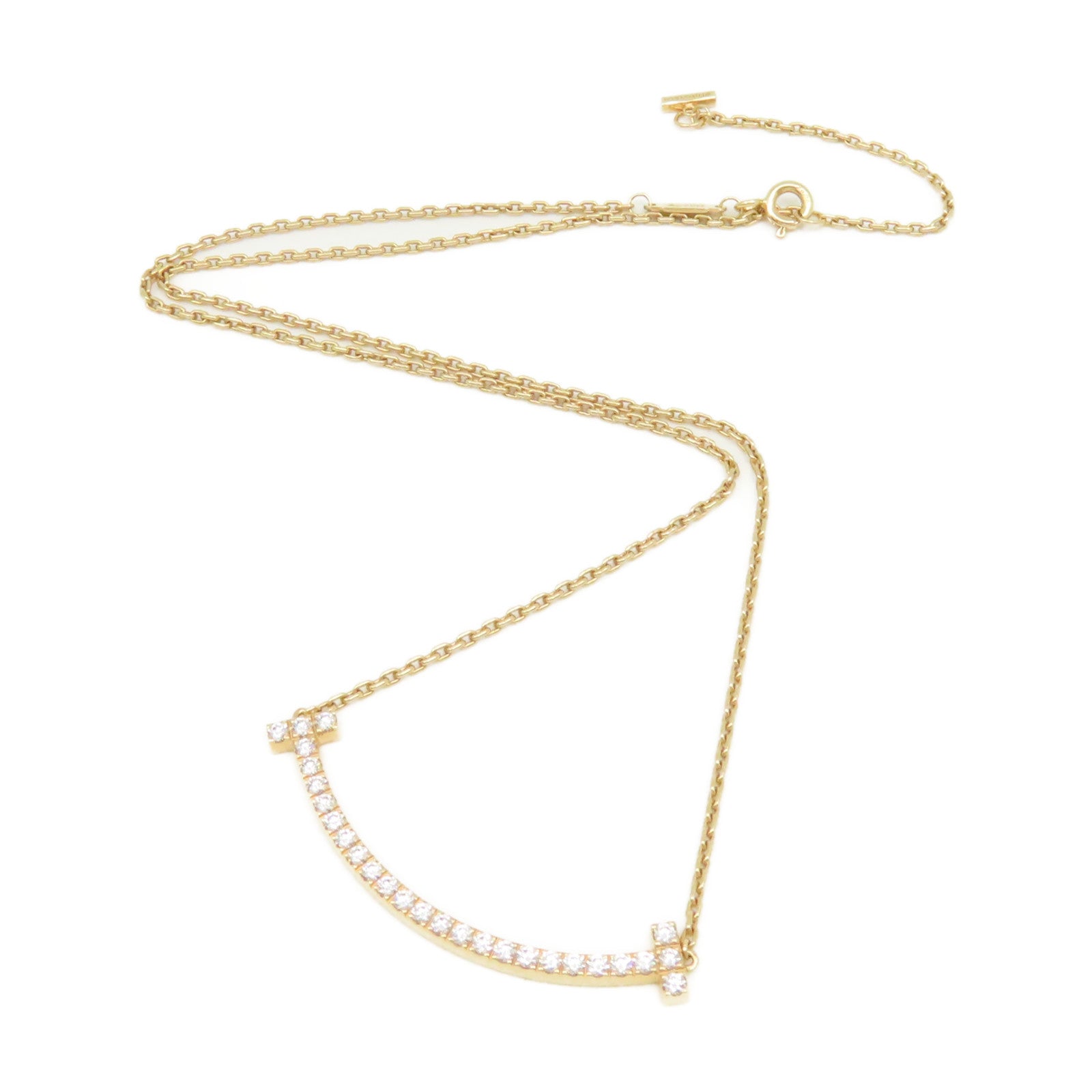TIFFANY＆CO 18K玫瑰金/鑽石T Smile Necklace項鏈