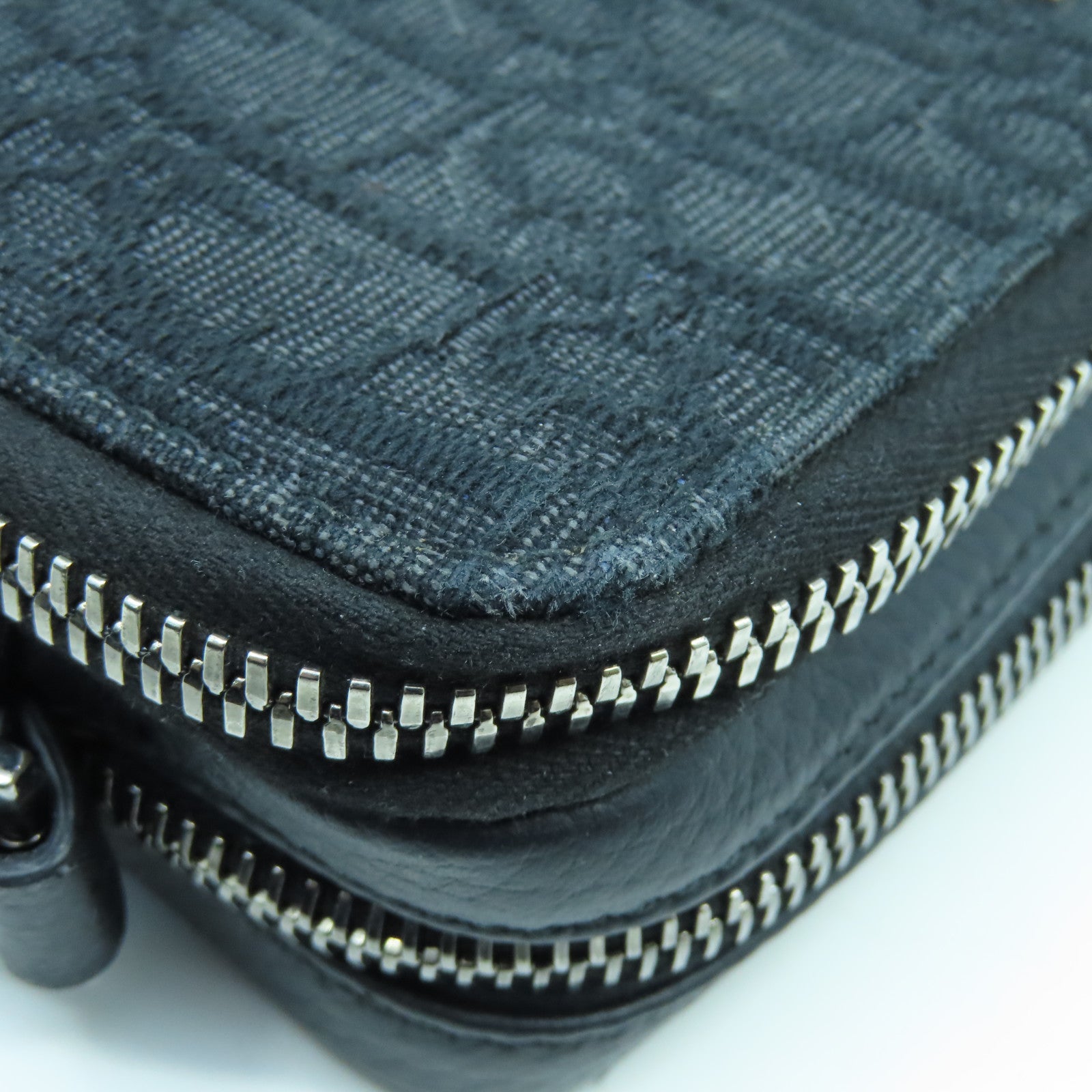 Dior Canvas Pouch With Strap Silver Button Shoulder Bag Black