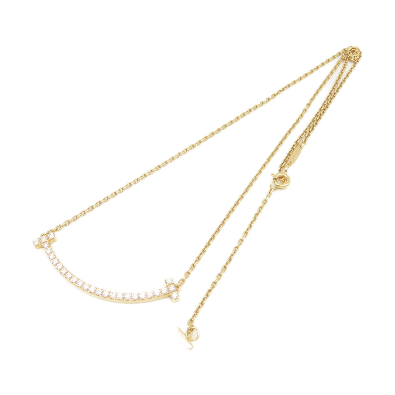 TIFFANY＆CO 18K玫瑰金/鑽石T Smile Necklace項鏈