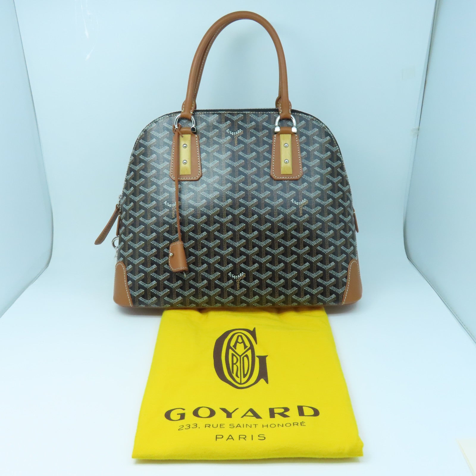 GOYARD 涂层帆布Vendome银扣手挽袋黑色/啡色